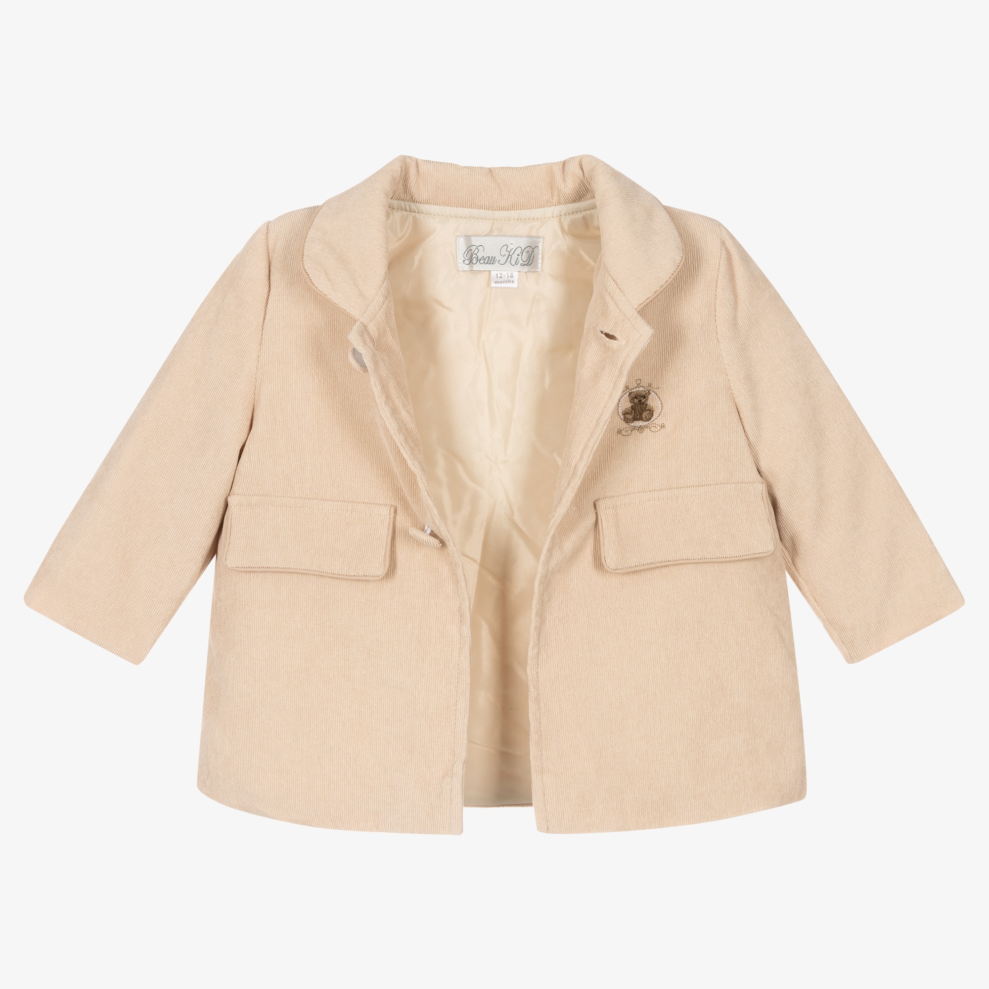 Beige Corduroy Coat & Hat Set - View 4