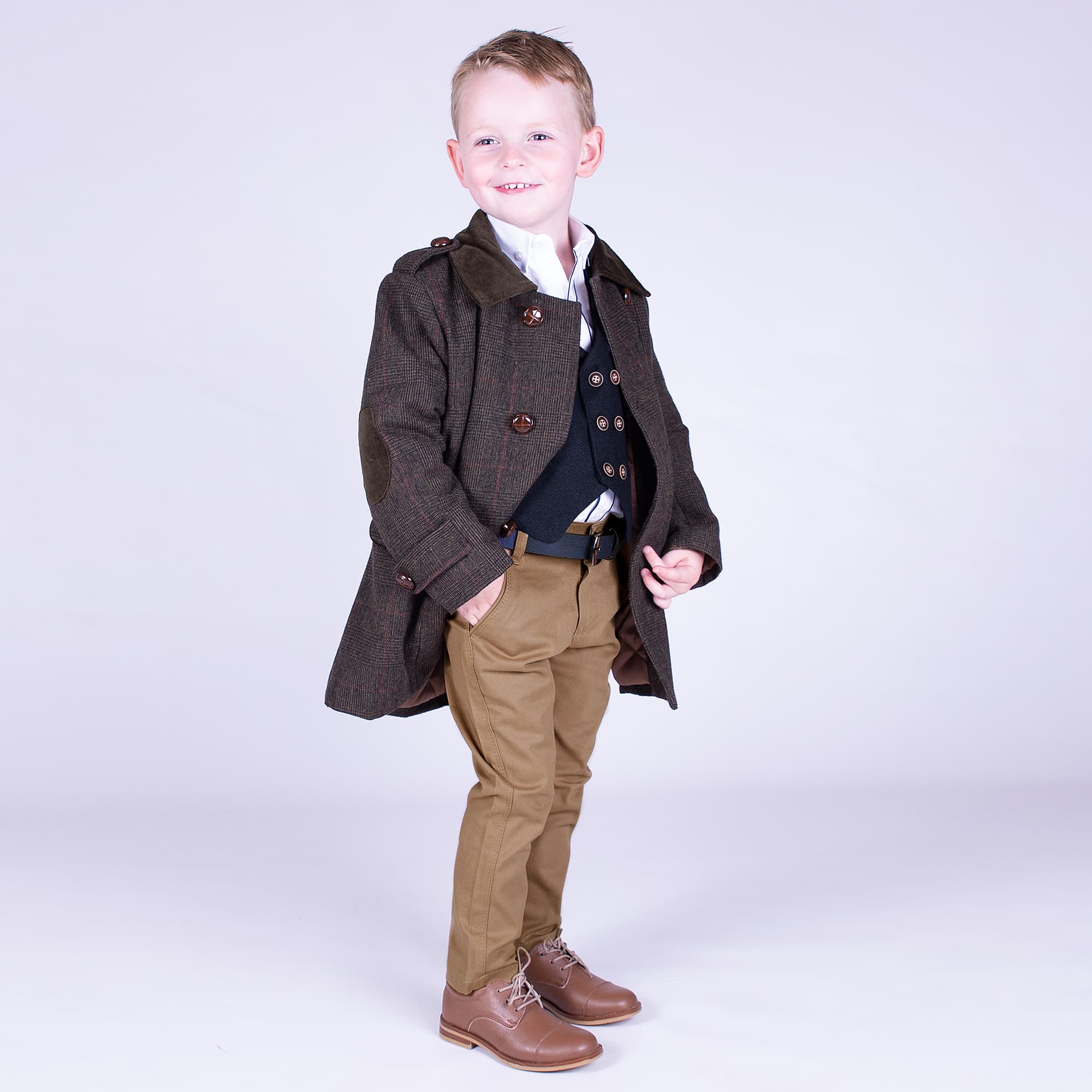 Beige & Navy Blue Suit Set - alternate view