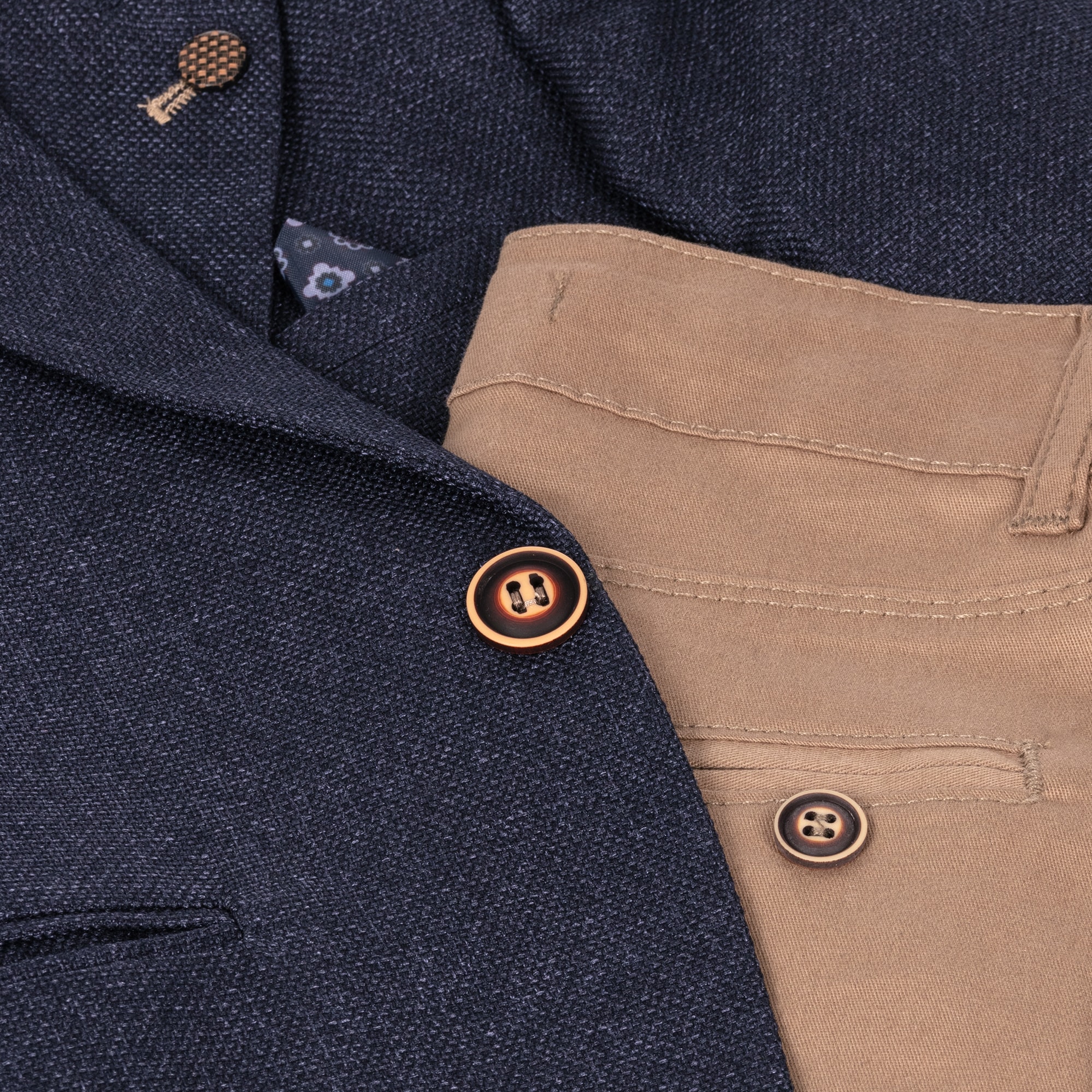 Beige & Navy Blue Suit Set - View 9