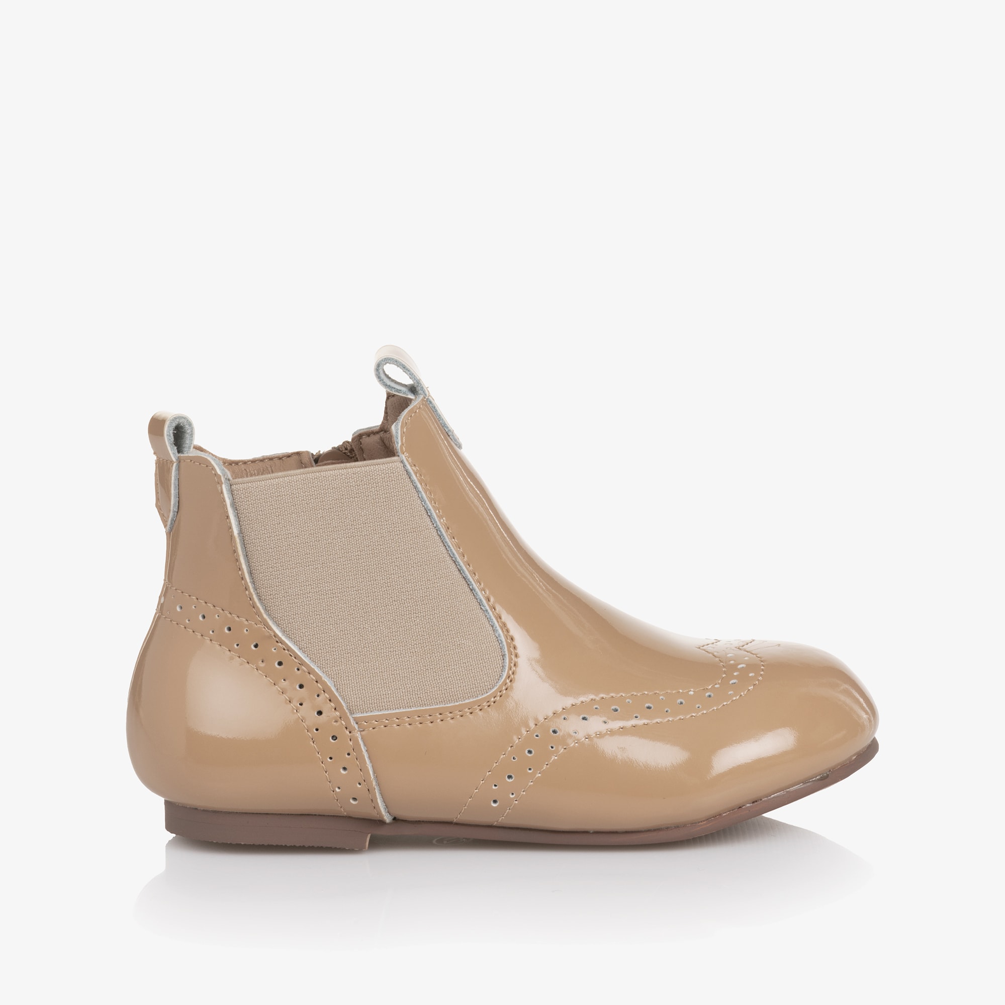 Beige Patent Leather Chelsea Boots - View 4