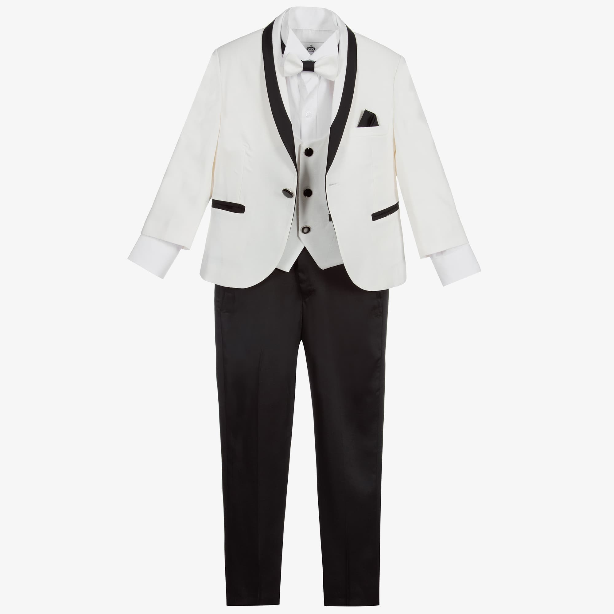 Boys Ivory & Black Tuxedo Suit