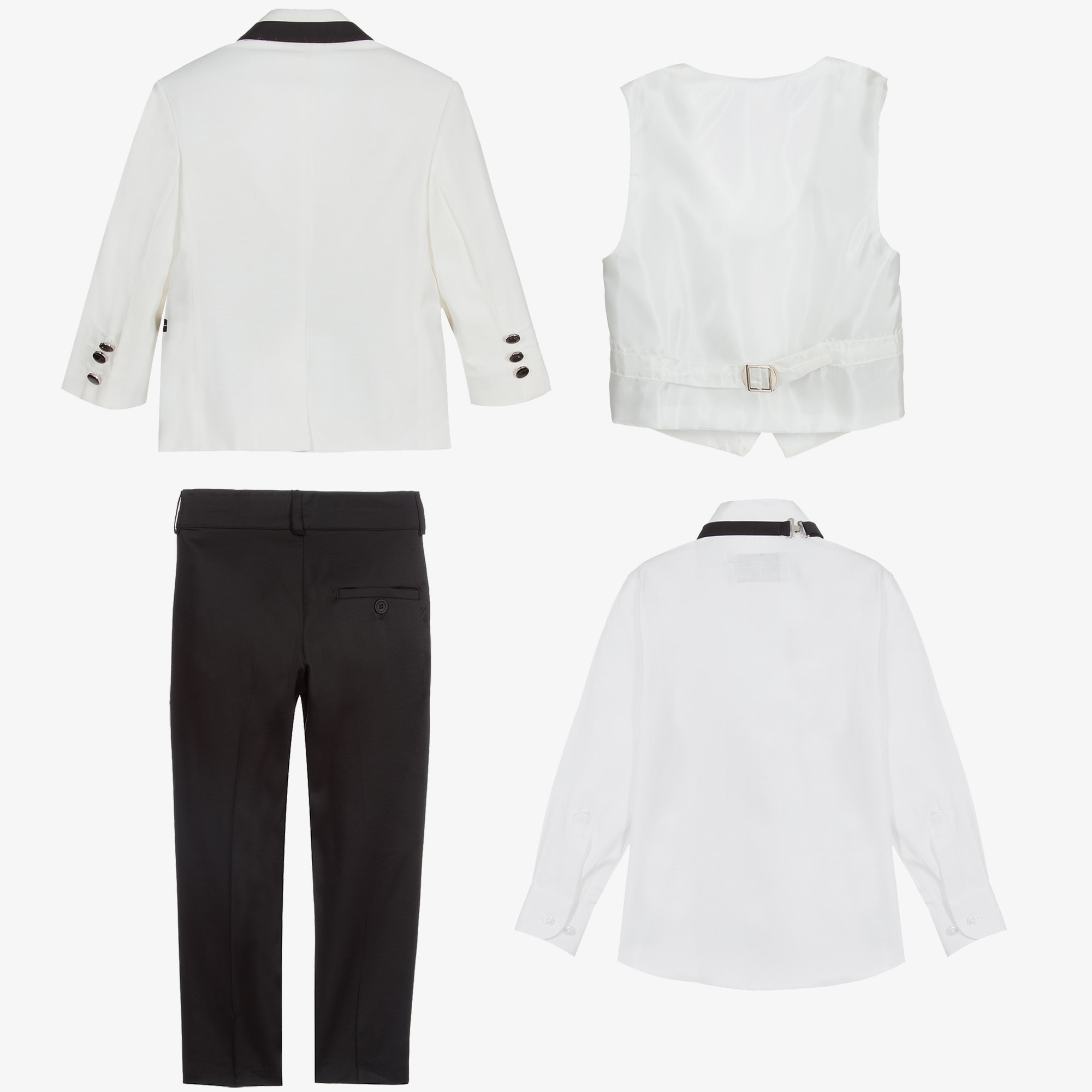 Boys Ivory & Black Tuxedo Suit - View 4
