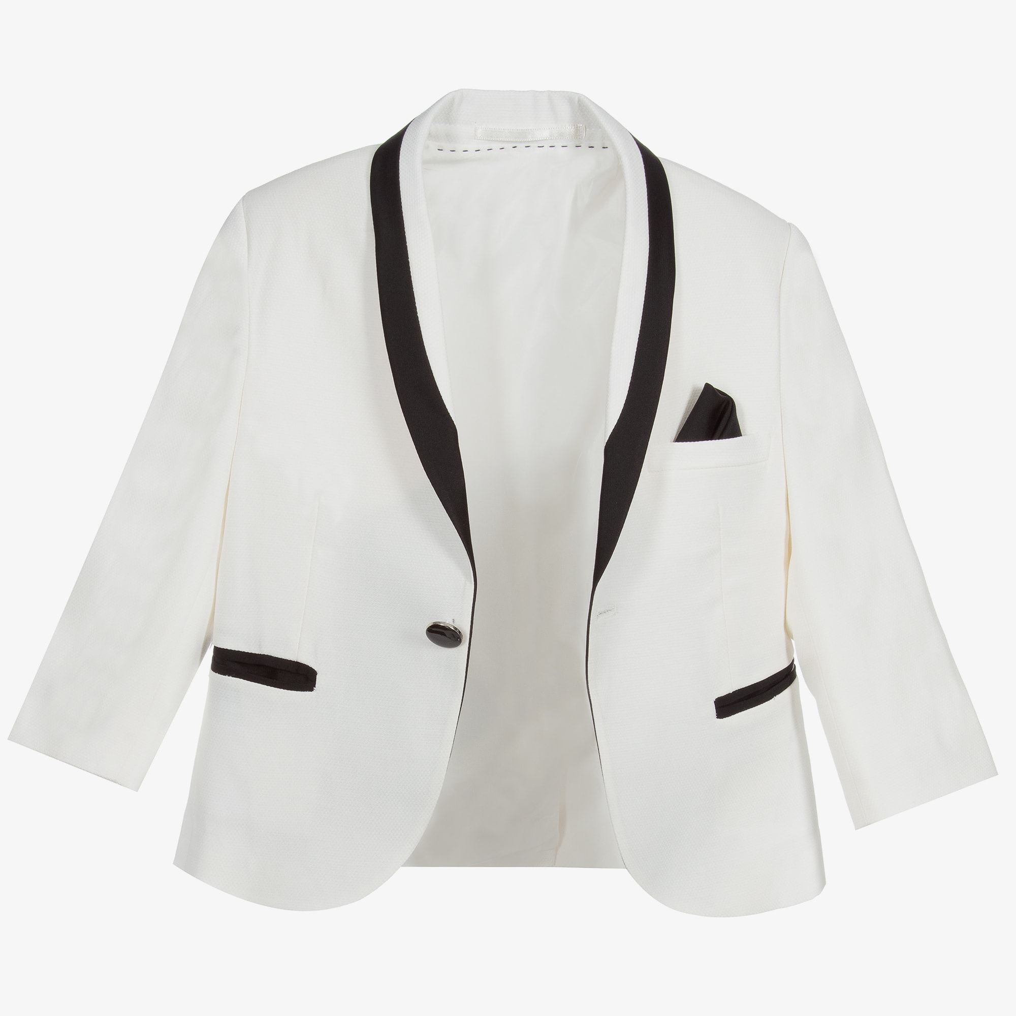 Boys Ivory & Black Tuxedo Suit - View 5