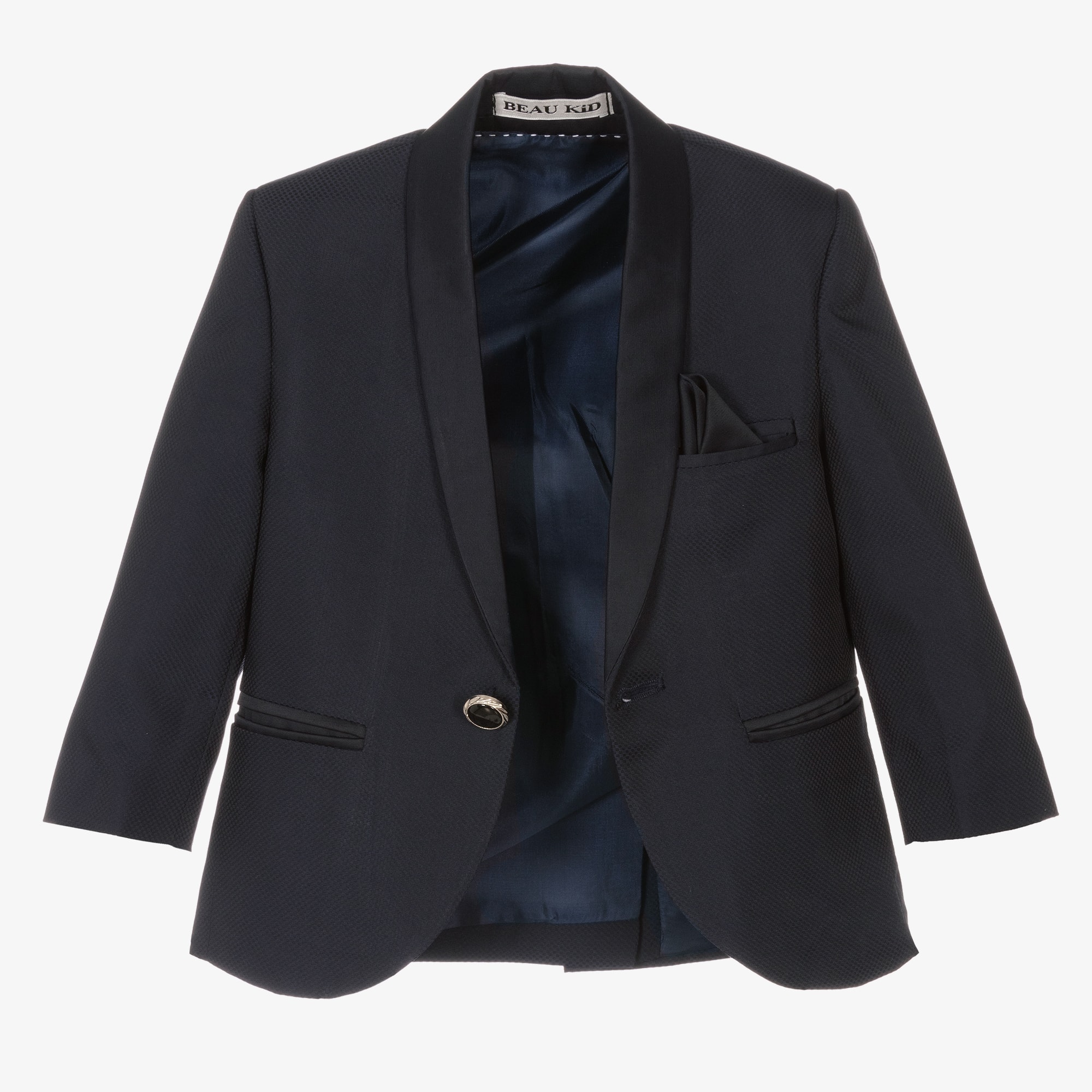 Boys Navy Blue Tuxedo Suit - View 4