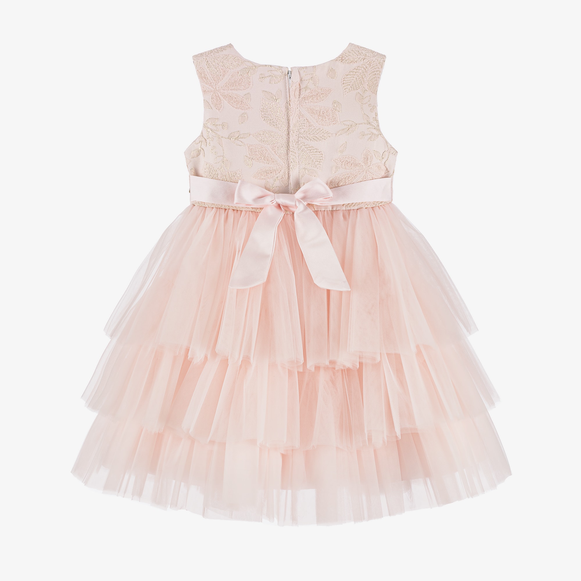 Girls Pink Tulle Flower Dress - View 3