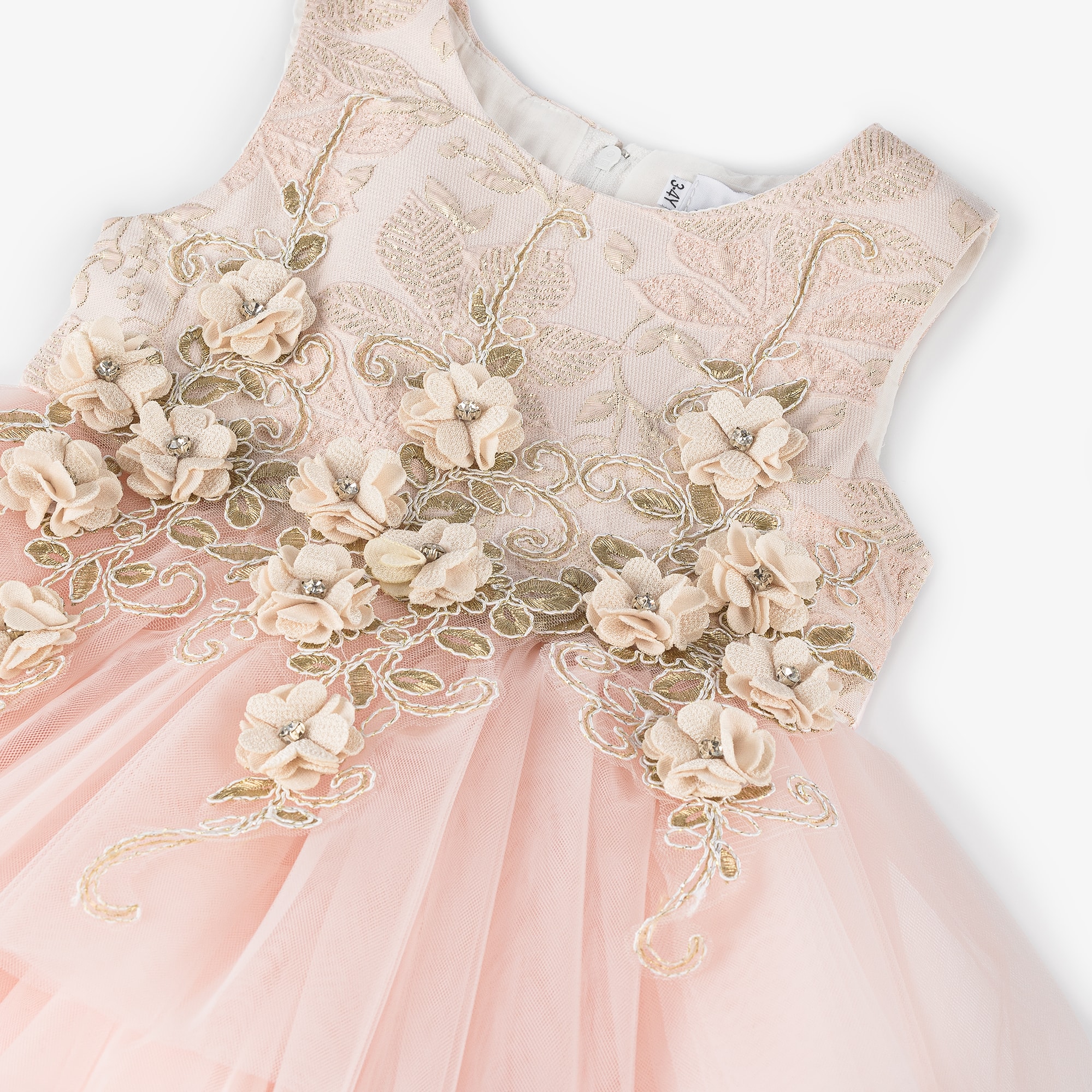 Girls Pink Tulle Flower Dress - View 4