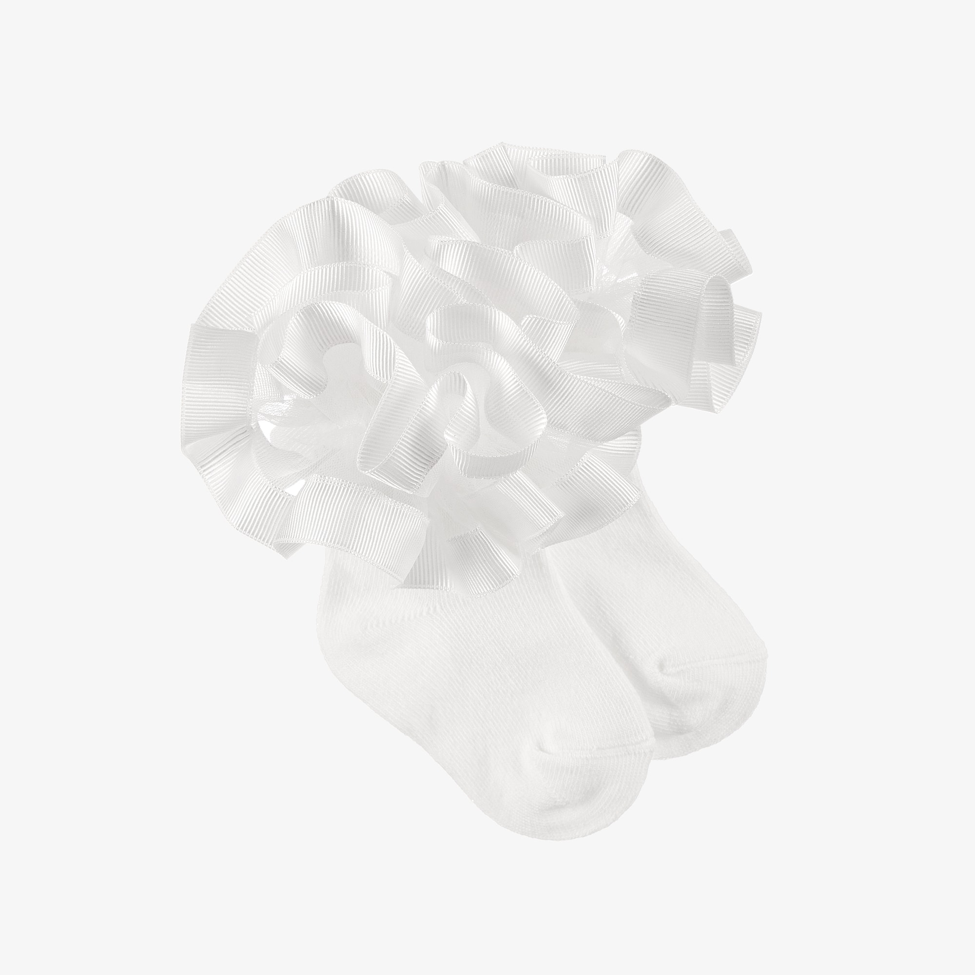 Girls White Ruffle Socks - View 1