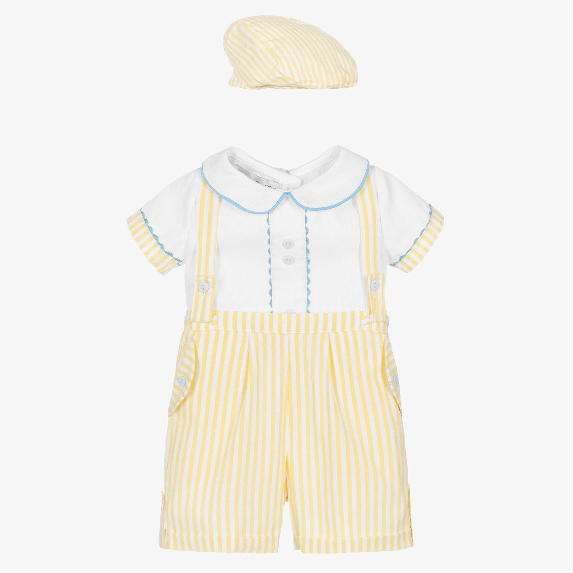 Yellow & White Shorts Set - View 1