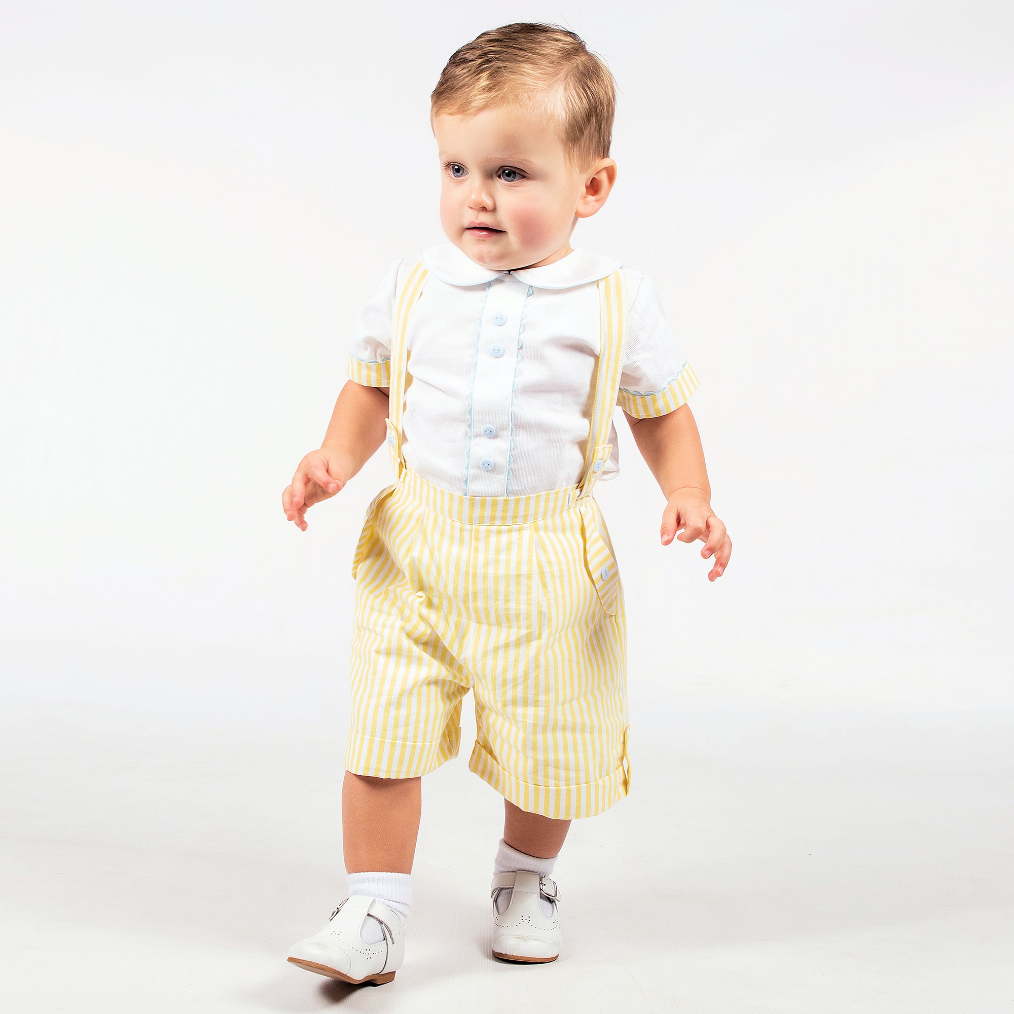 Yellow & White Shorts Set - View 2
