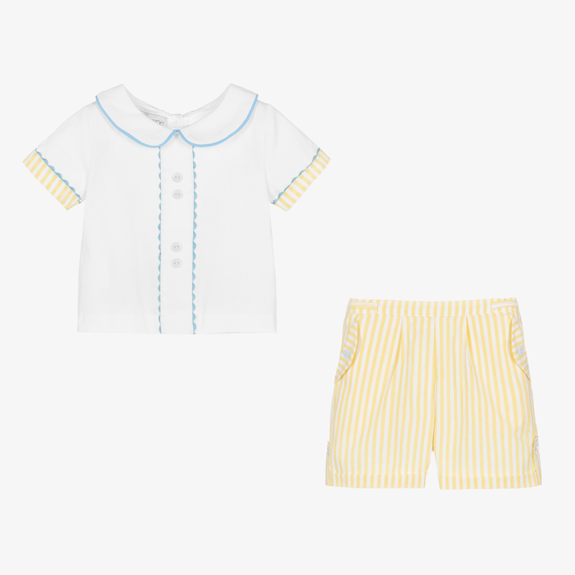 Yellow & White Shorts Set - View 4