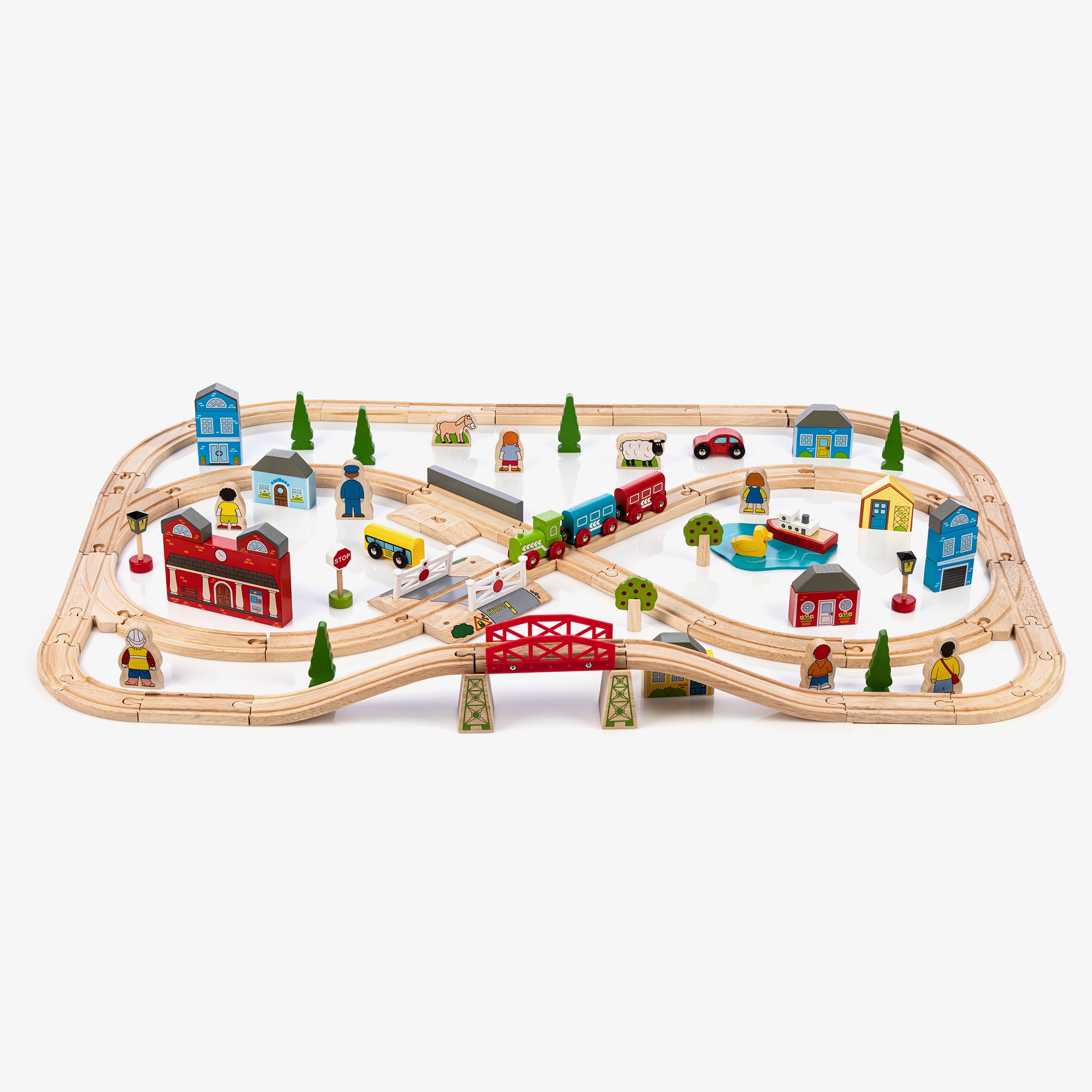 Wooden Town & Country Train Set (102cm) - View 5