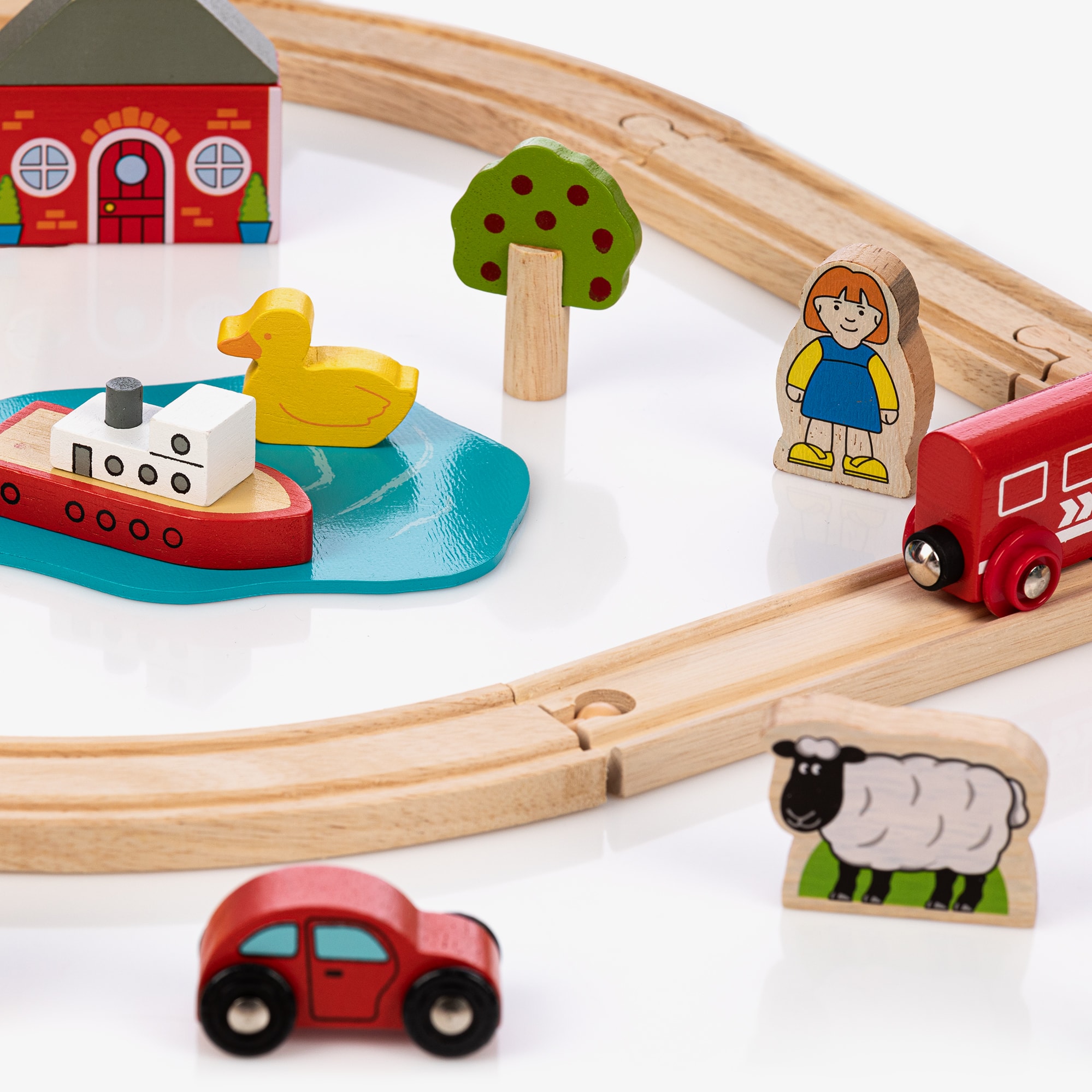 Wooden Town & Country Train Set (102cm) - View 6