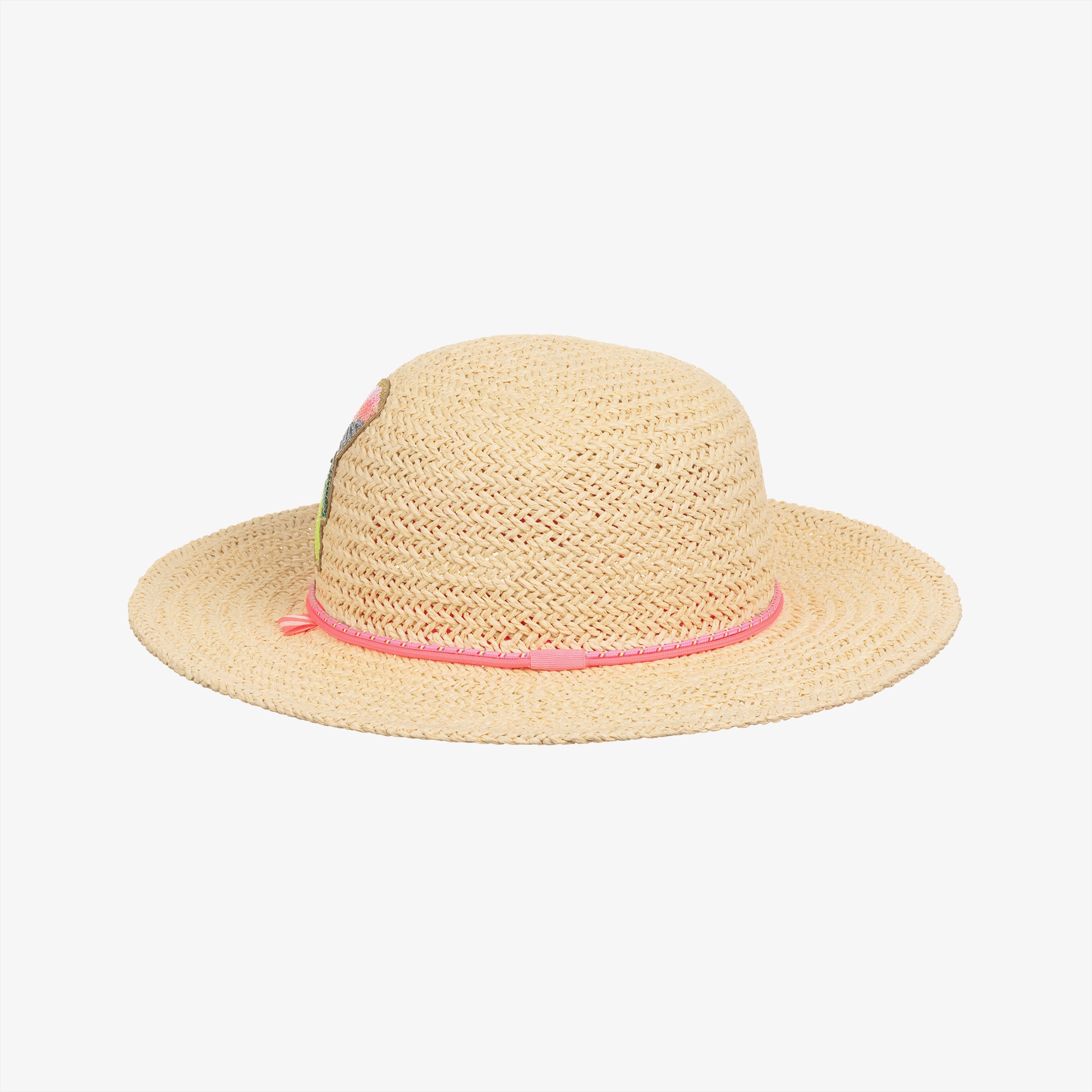 Beige Straw Hat with Sequinned Flowers - View 2