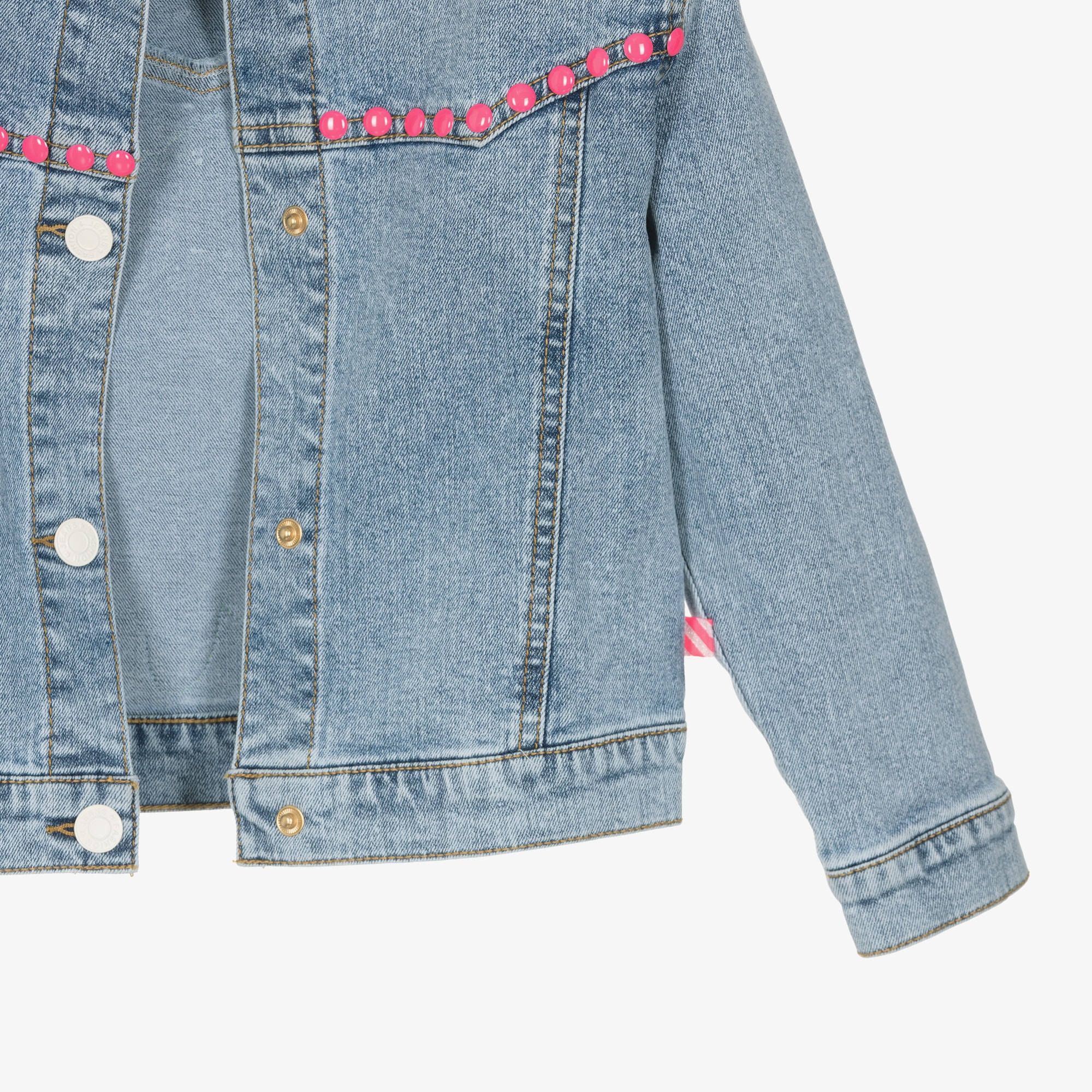 Girls Blue Denim Jacket with Sequinned Love Motif - View 5