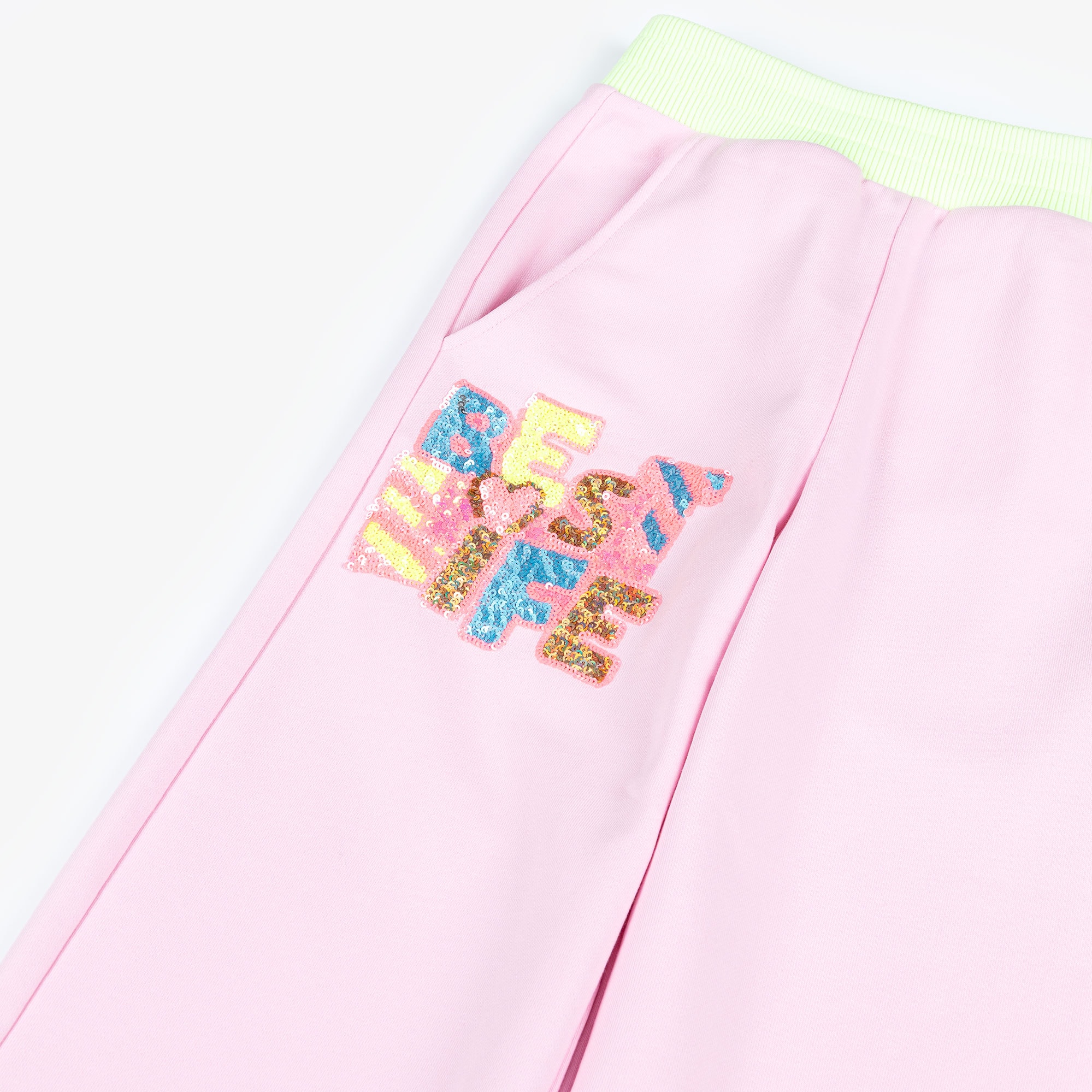 Girls Lilac Pink Best Life Joggers with Sequins - View 4
