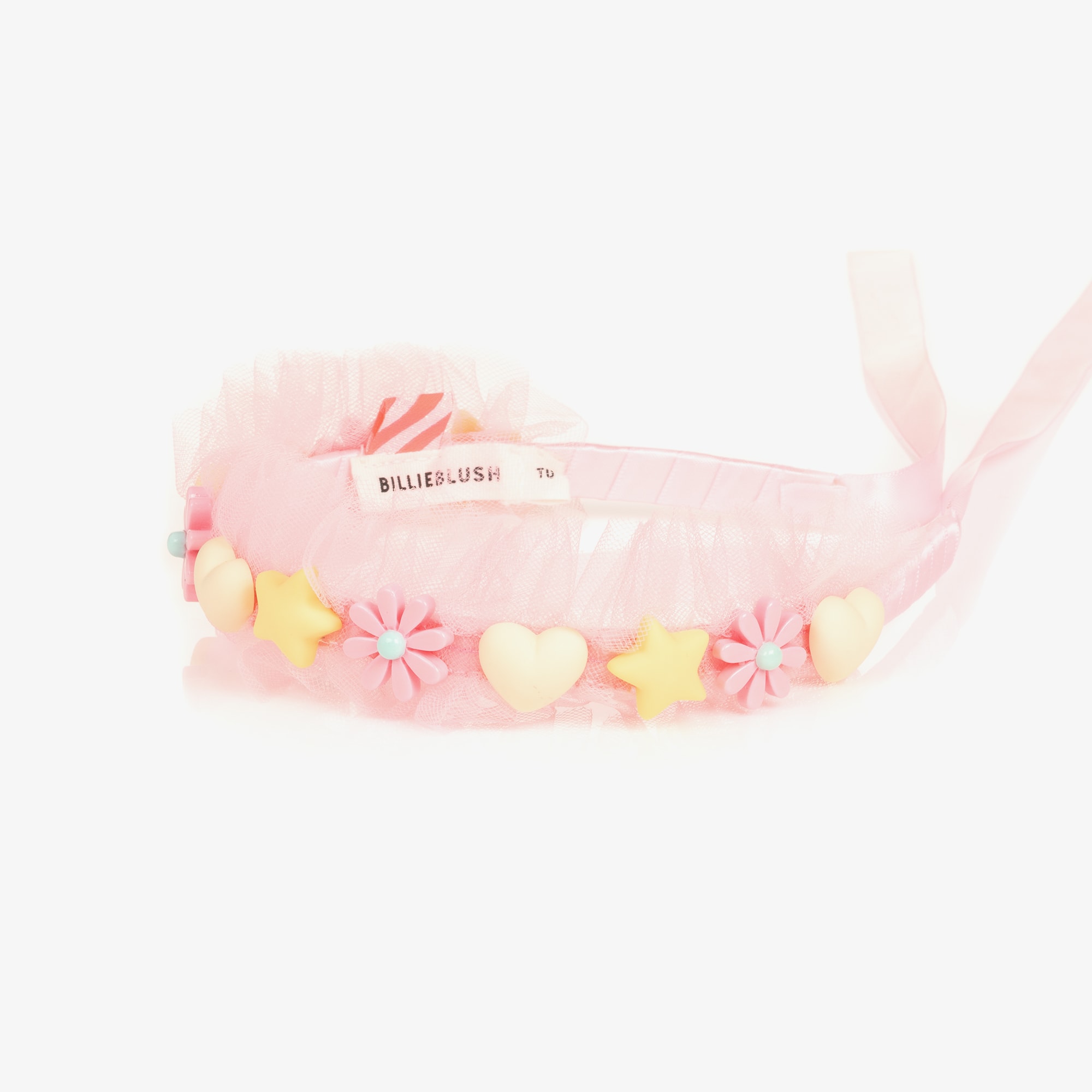 Girls Pale Pink Tulle Ruffle Hairband - View 5