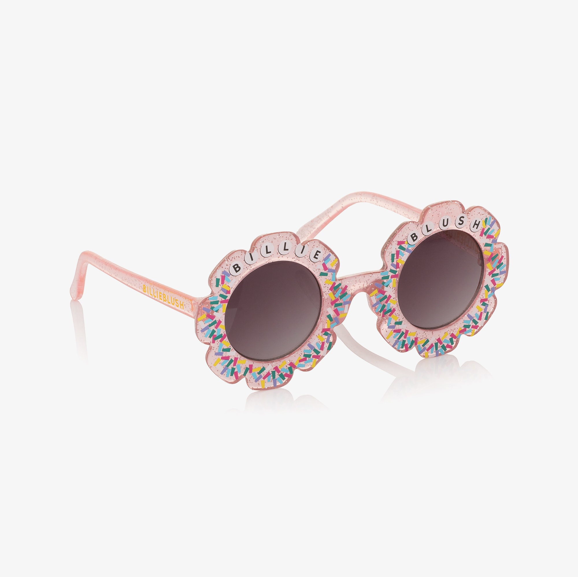 Girls Pink Confetti Flower Sunglasses (UV400) - View 1