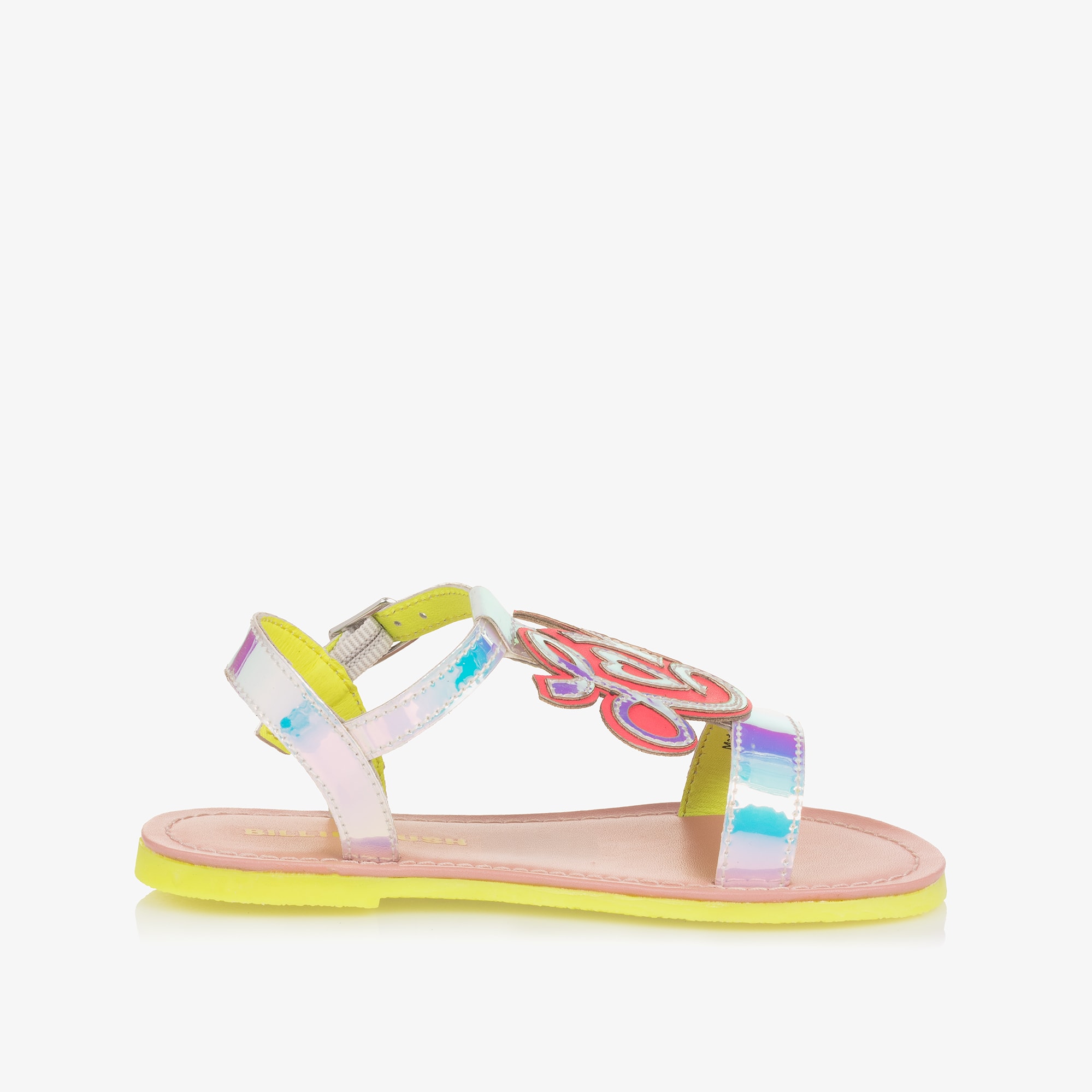 Girls Silver Iridescent Love Motif Sandals - View 4