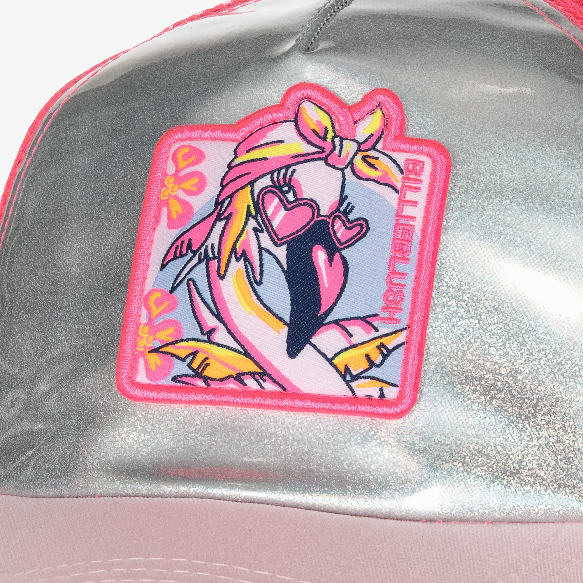 Girls Silver Iridescent & Neon Pink Cap - View 4