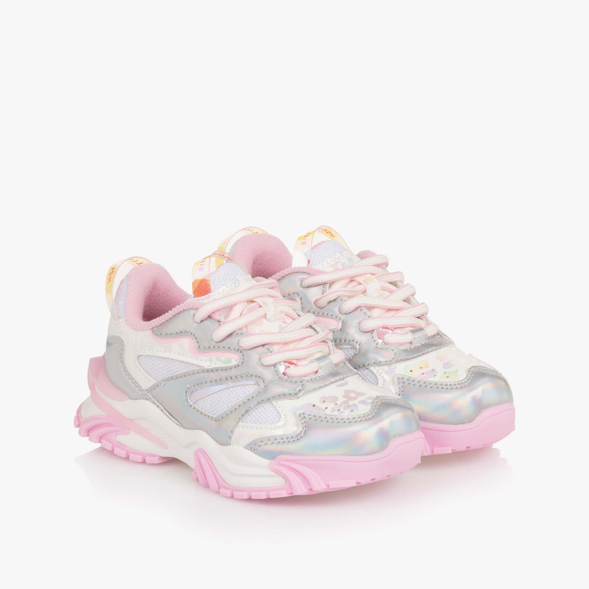 Girls Silver & Pale Pink Trainers - View 1