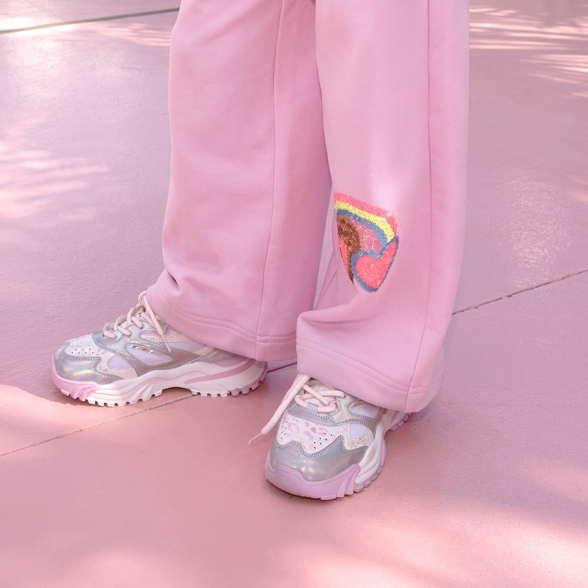 Girls Silver & Pale Pink Trainers - View 2