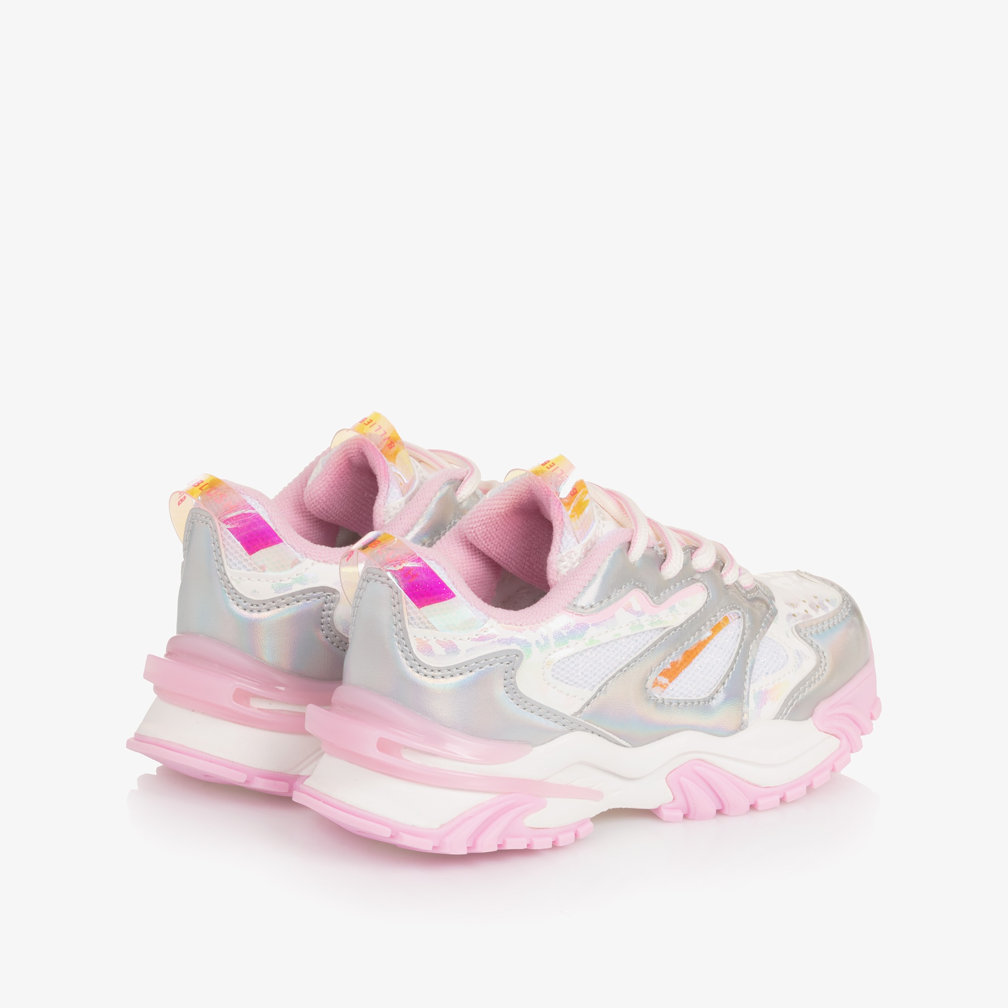 Girls Silver & Pale Pink Trainers - View 3