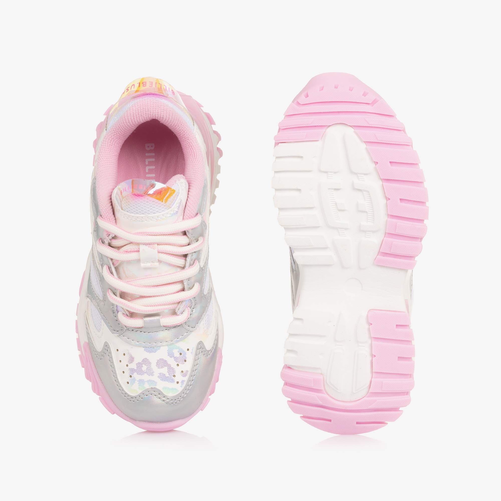 Girls Silver & Pale Pink Trainers - View 4