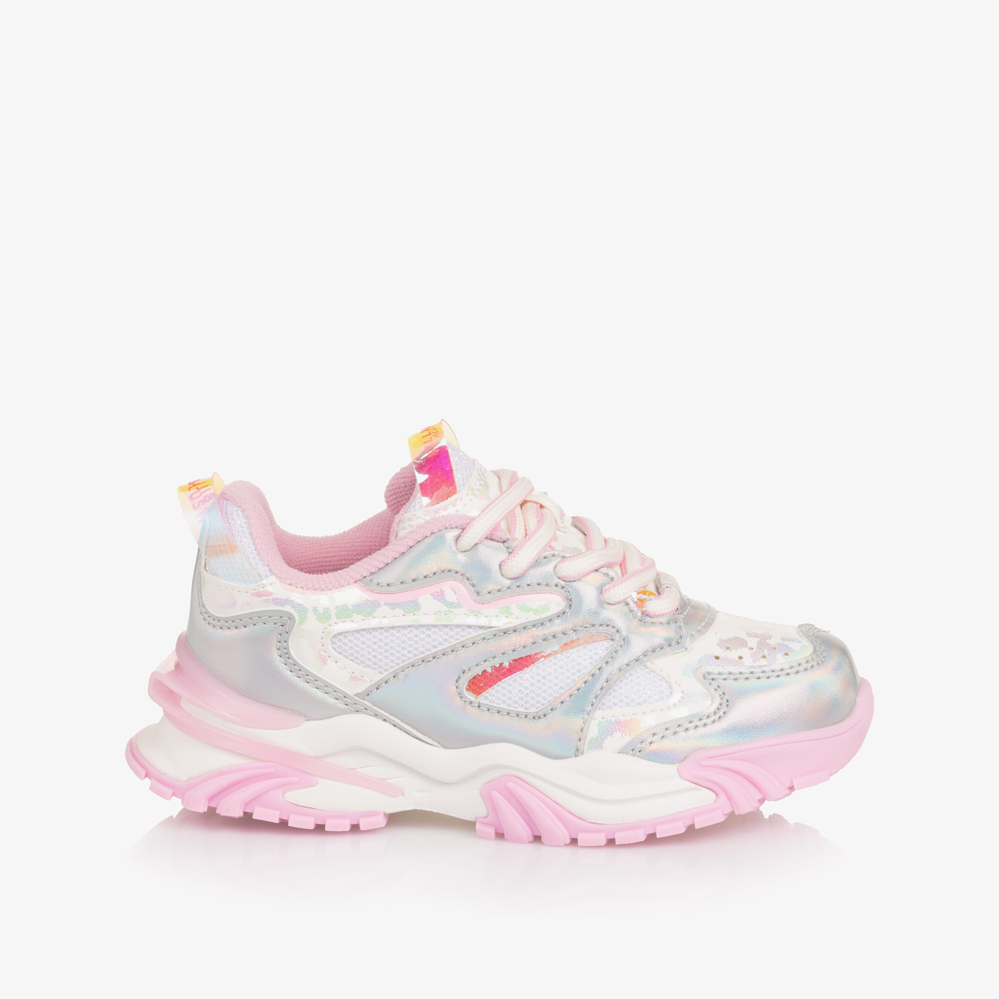 Girls Silver & Pale Pink Trainers - View 5