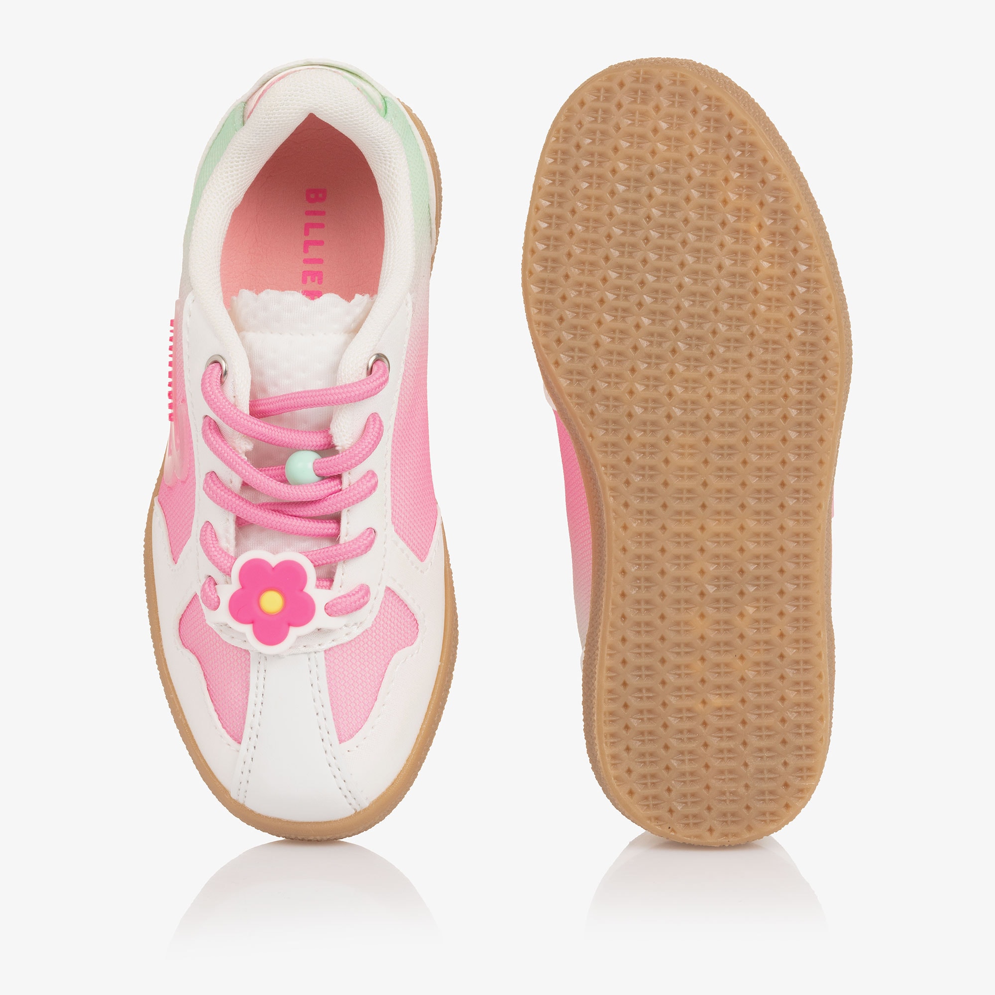Girls White & Pink Trainers with Glitter Trims - View 3