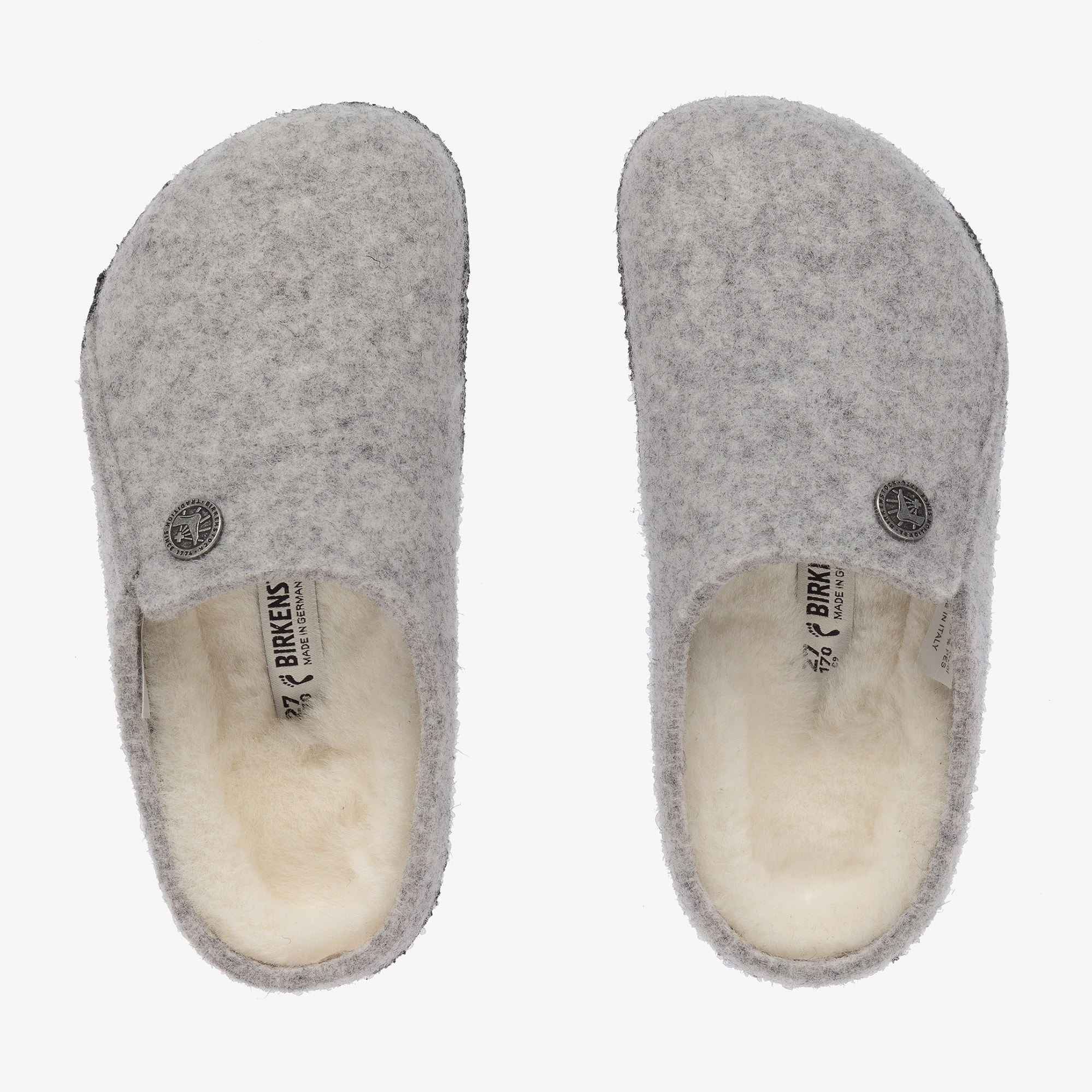 Pale Grey Felted Wool Slippers - View 1