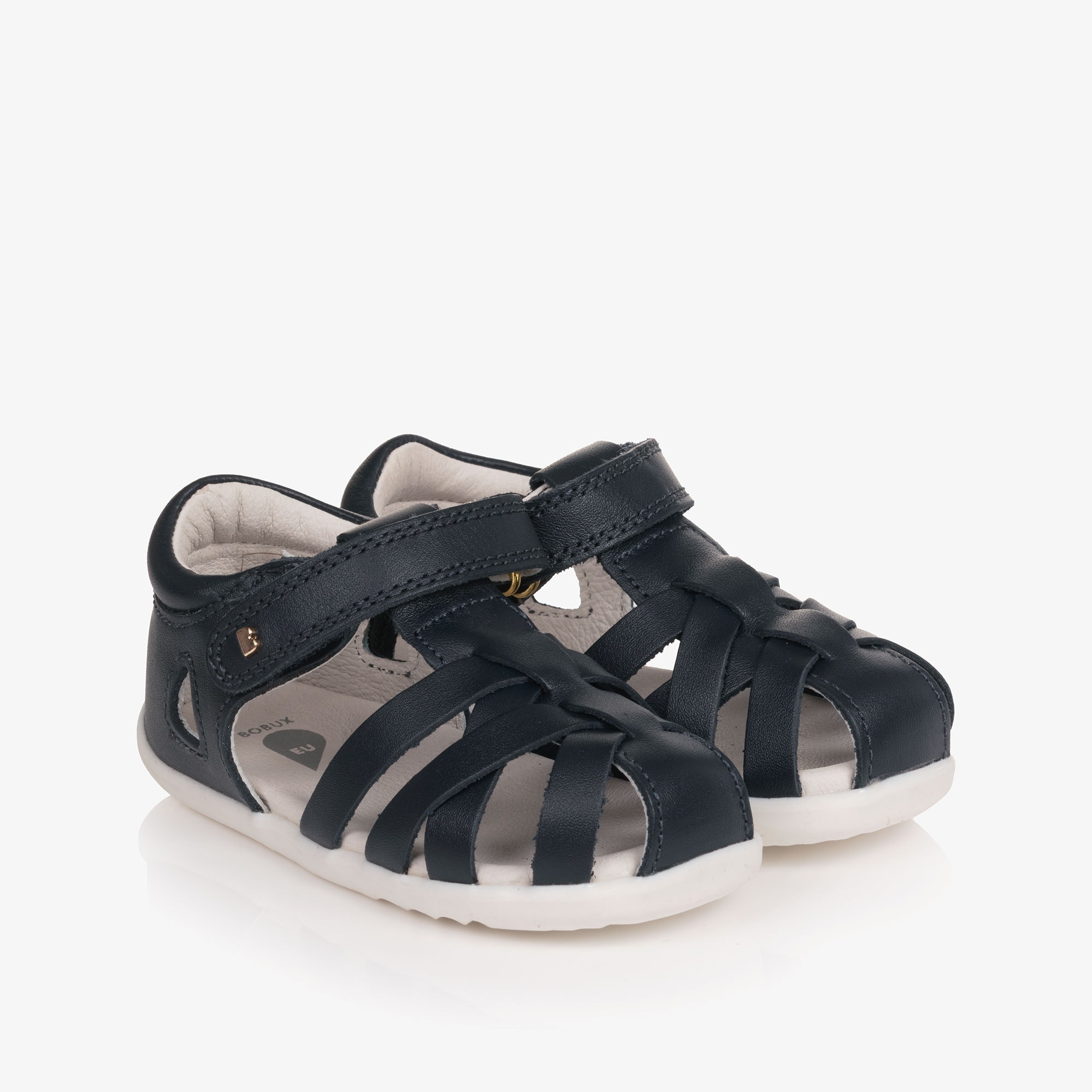 Baby Boys Navy Blue Leather Velcro First Walkers - View 1
