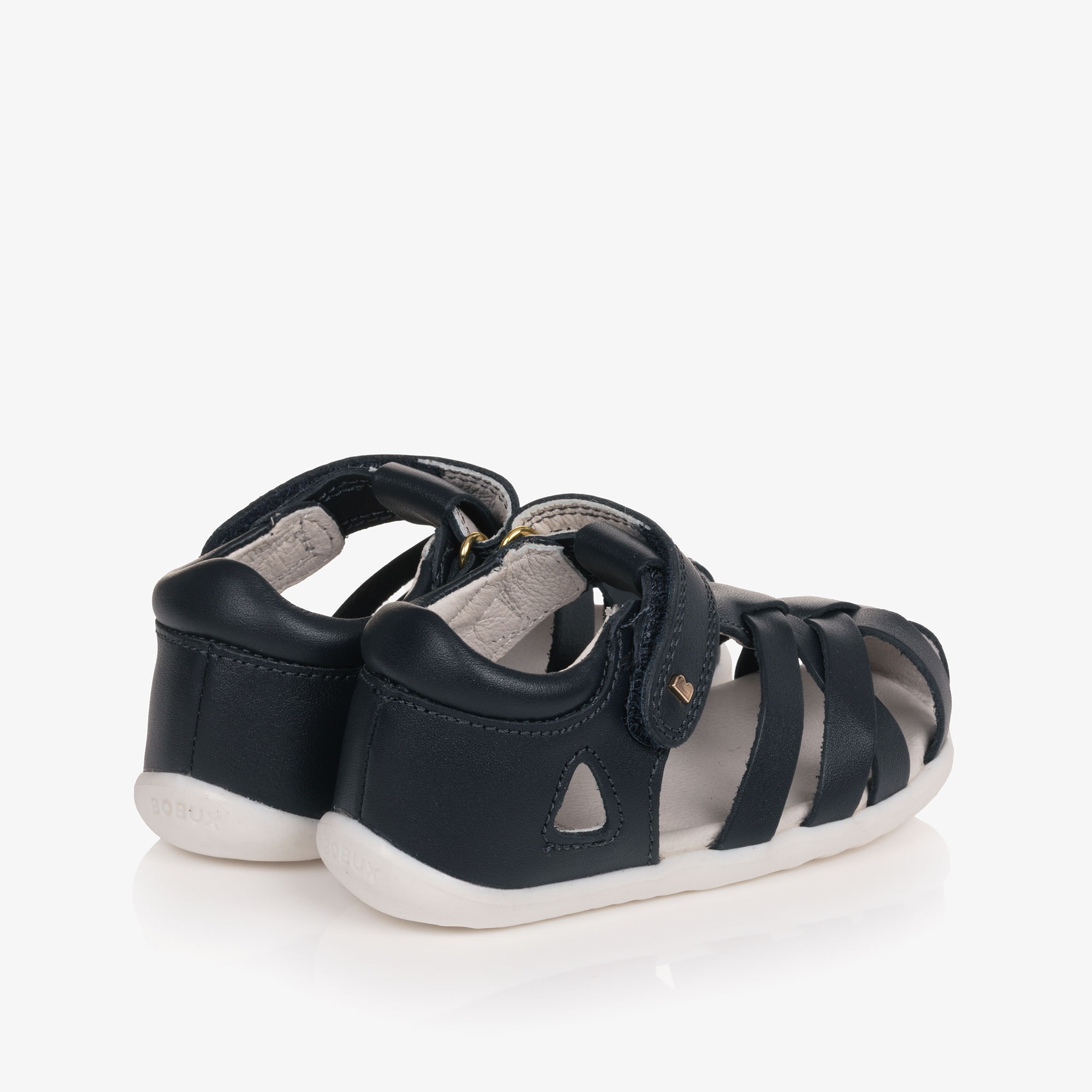 Baby Boys Navy Blue Leather Velcro First Walkers - View 2