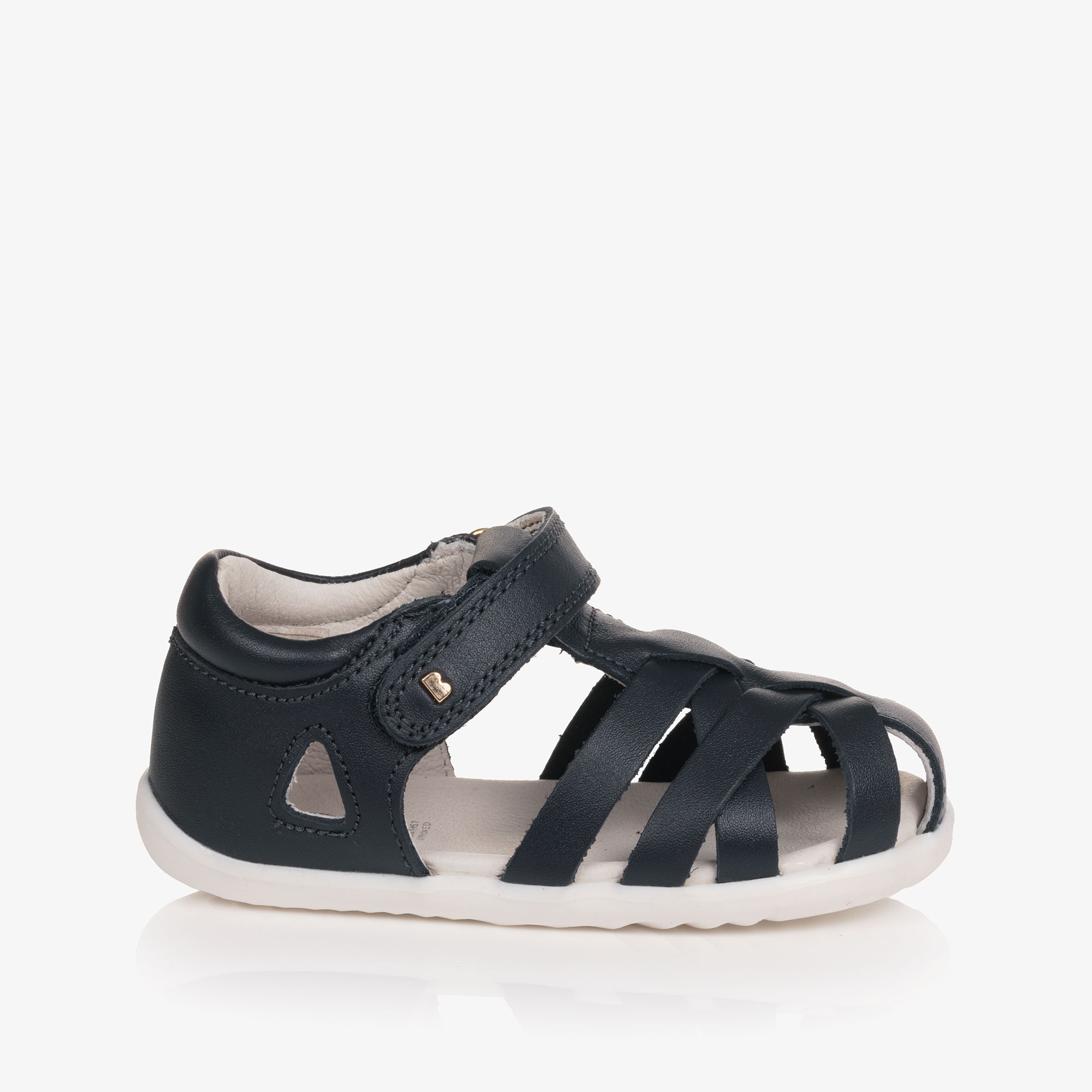 Baby Boys Navy Blue Leather Velcro First Walkers - View 4