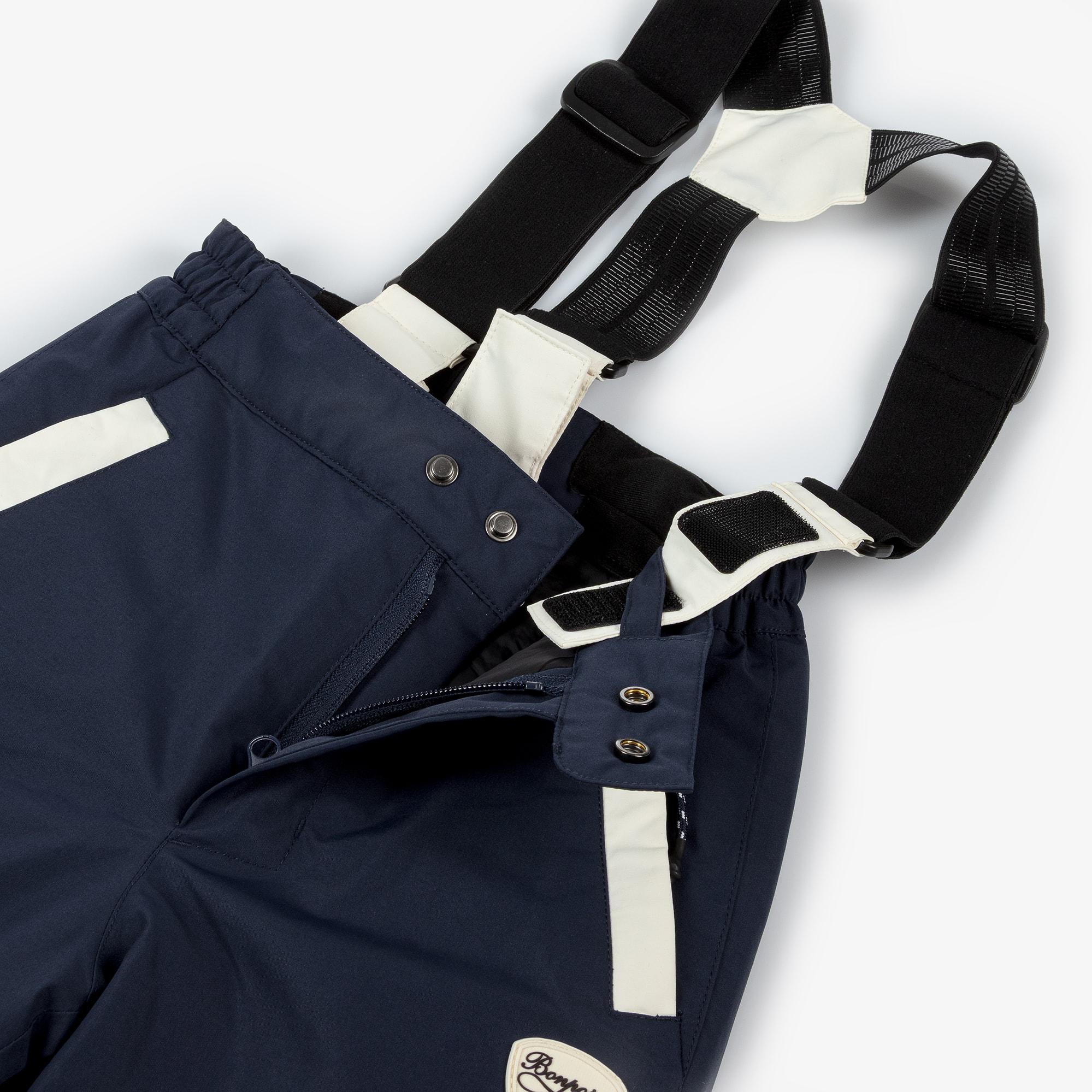Blue & Ivory Padded Ski Trousers with Shoulder Straps - View 5