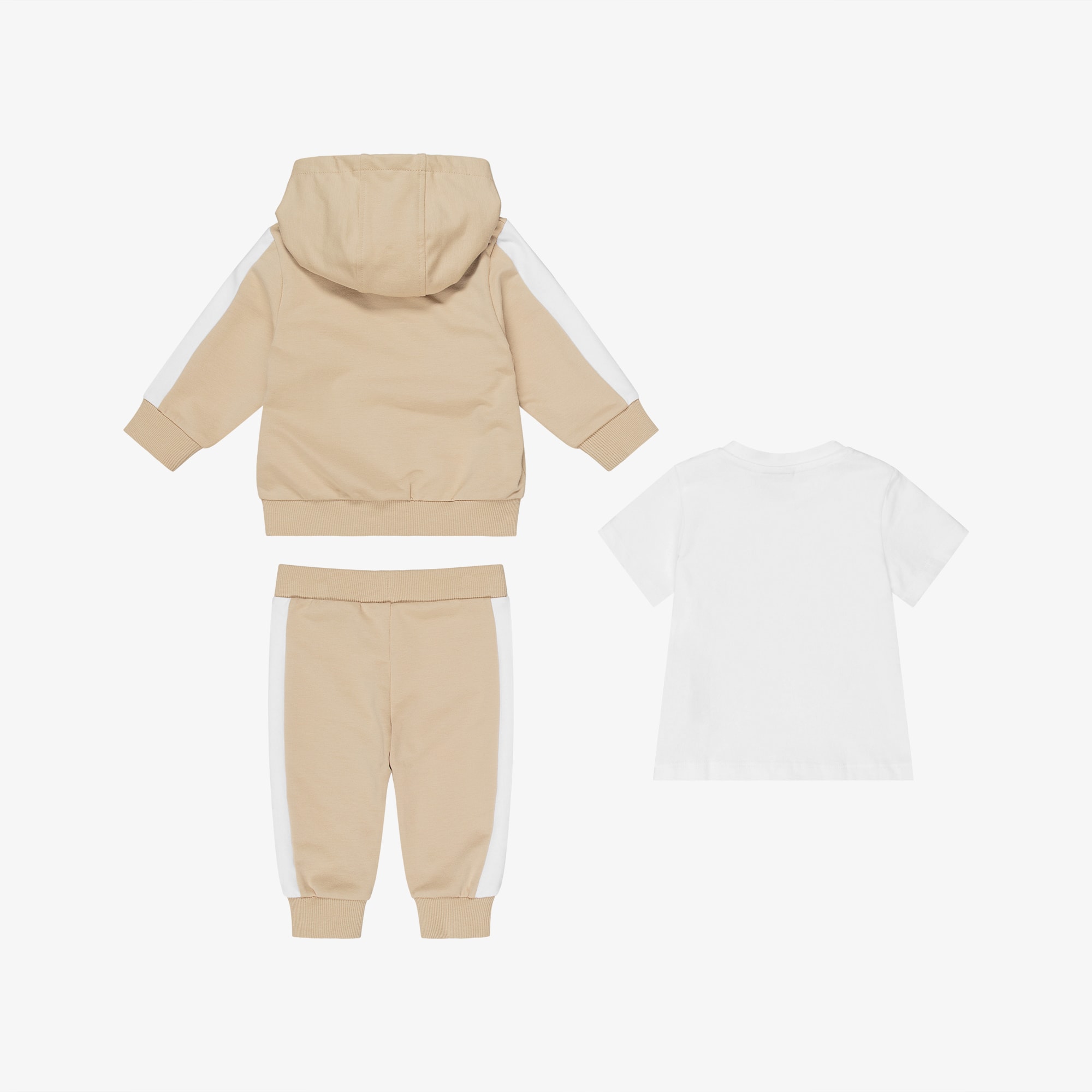 Baby Boys Beige Hooded Tracksuit Set - View 3