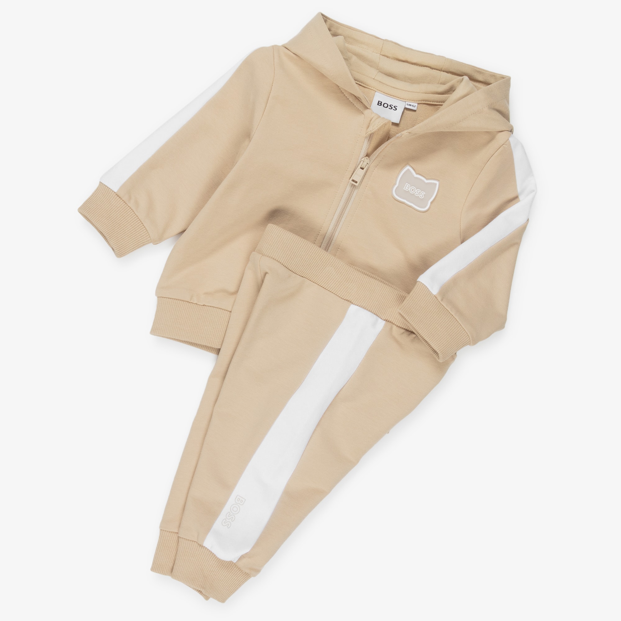 Baby Boys Beige Hooded Tracksuit Set - View 5
