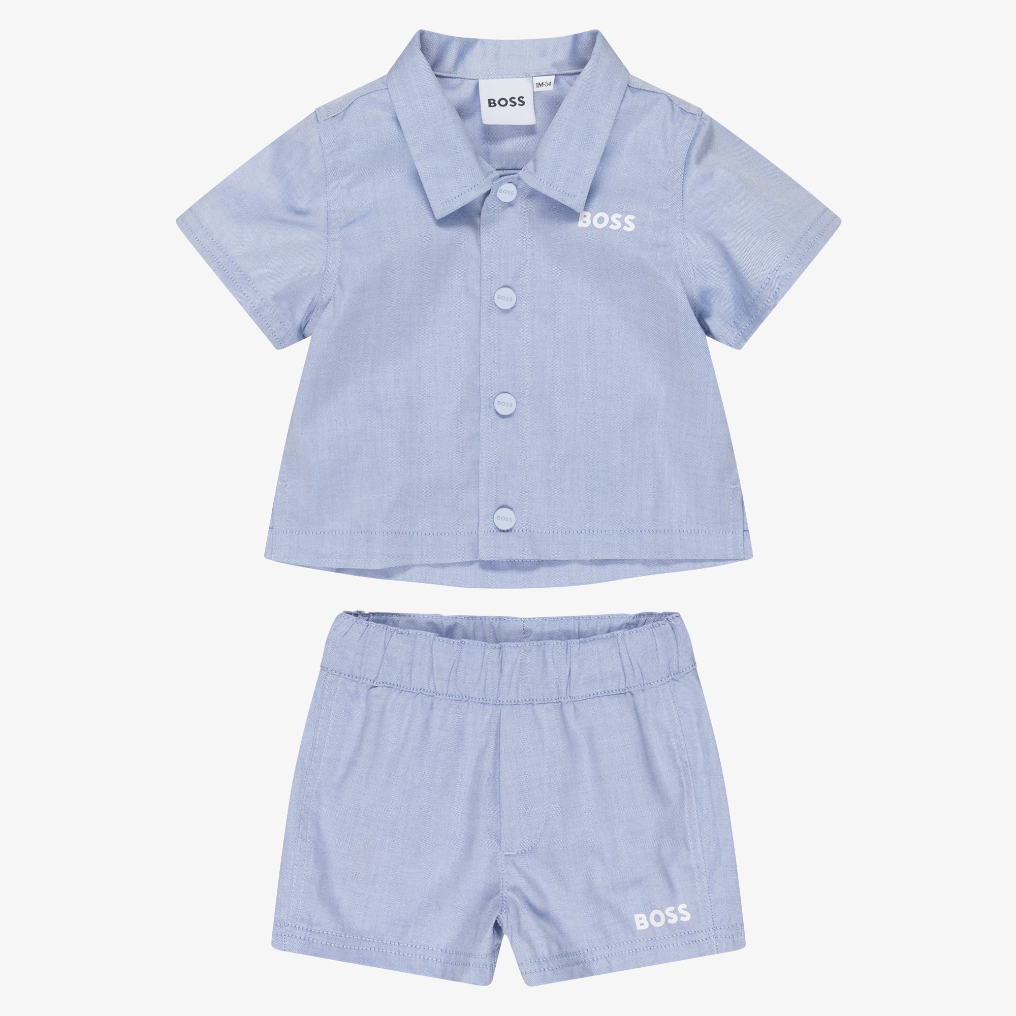 Baby Boys Blue Cotton Short-Sleeved Shirt & Shorts Set - View 2