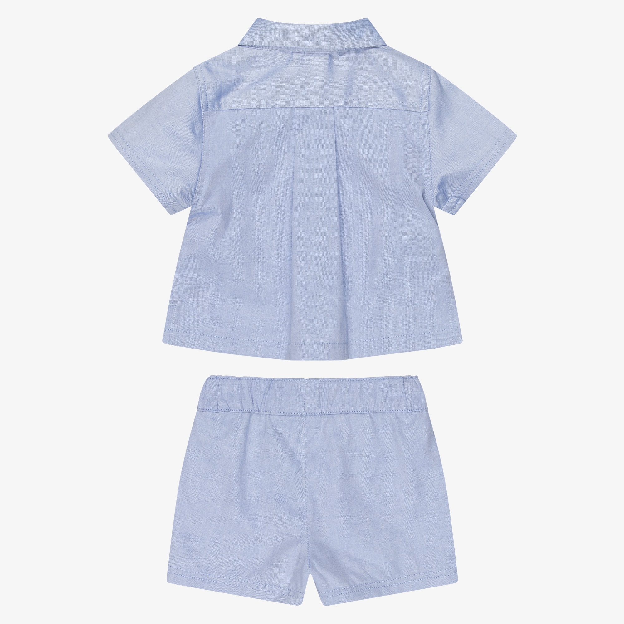Baby Boys Blue Cotton Short-Sleeved Shirt & Shorts Set - View 3