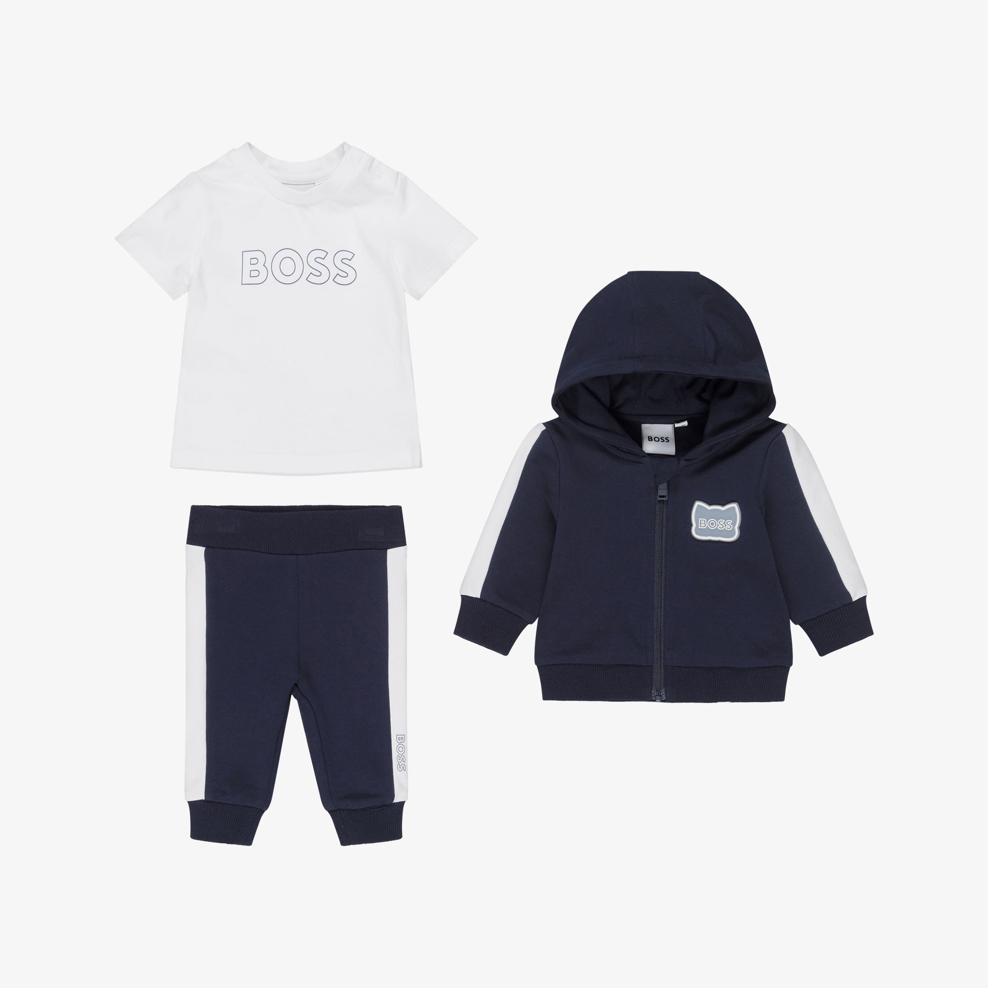 Baby Boys Navy Blue Hooded Tracksuit Set - View 2