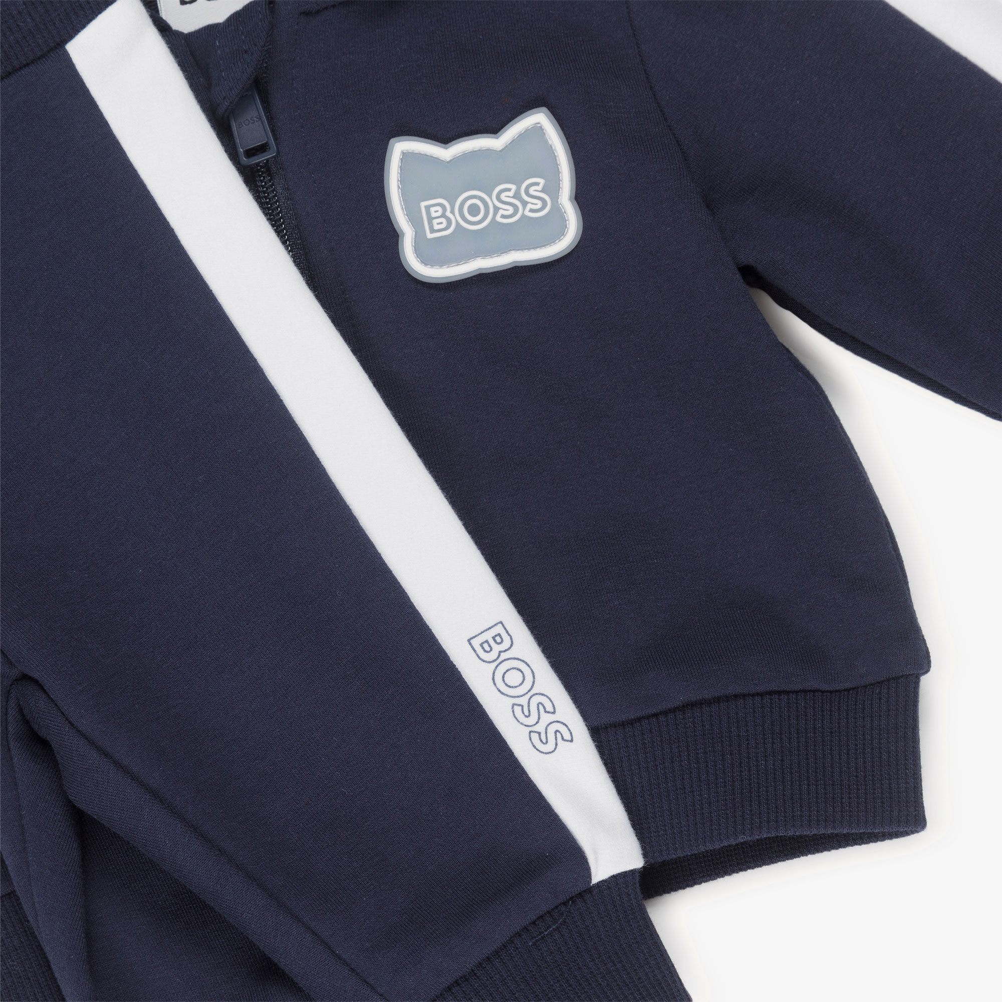 Baby Boys Navy Blue Hooded Tracksuit Set - View 4