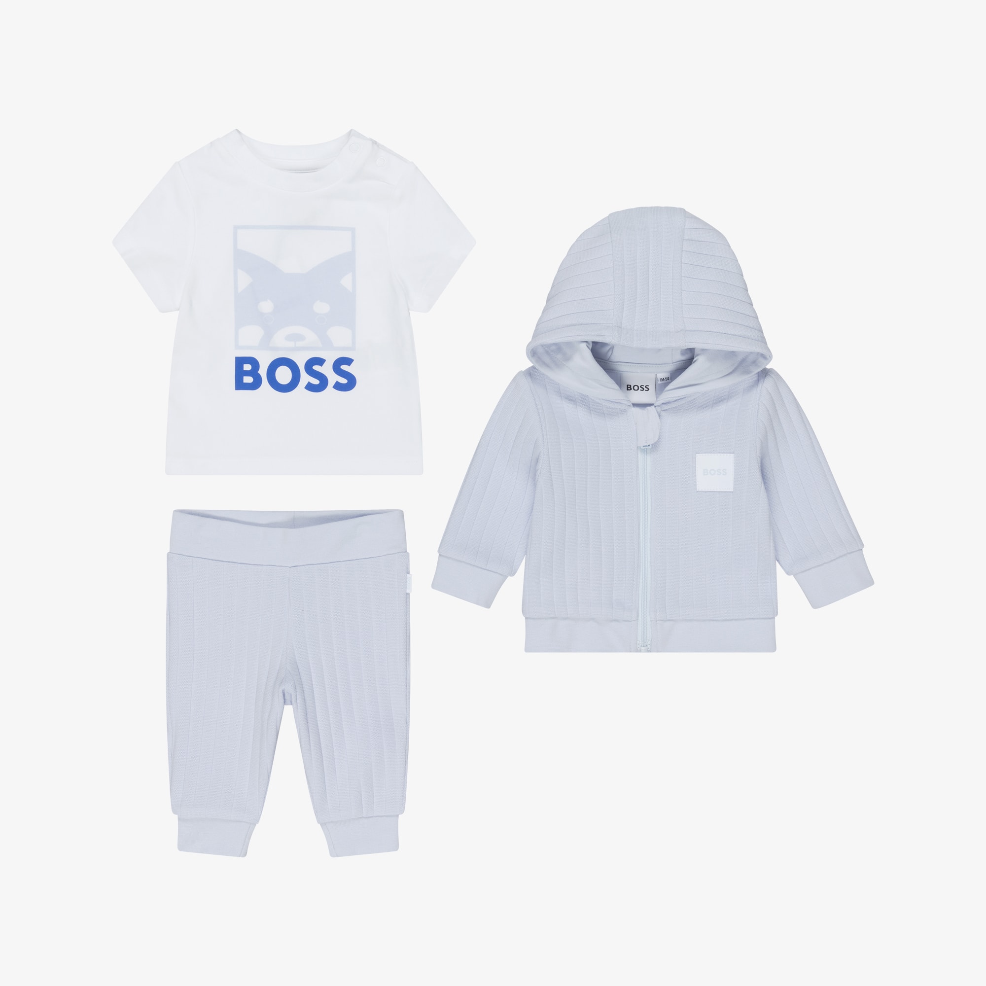 Baby Boys Pale Blue 3-Piece Tracksuit Set - View 2