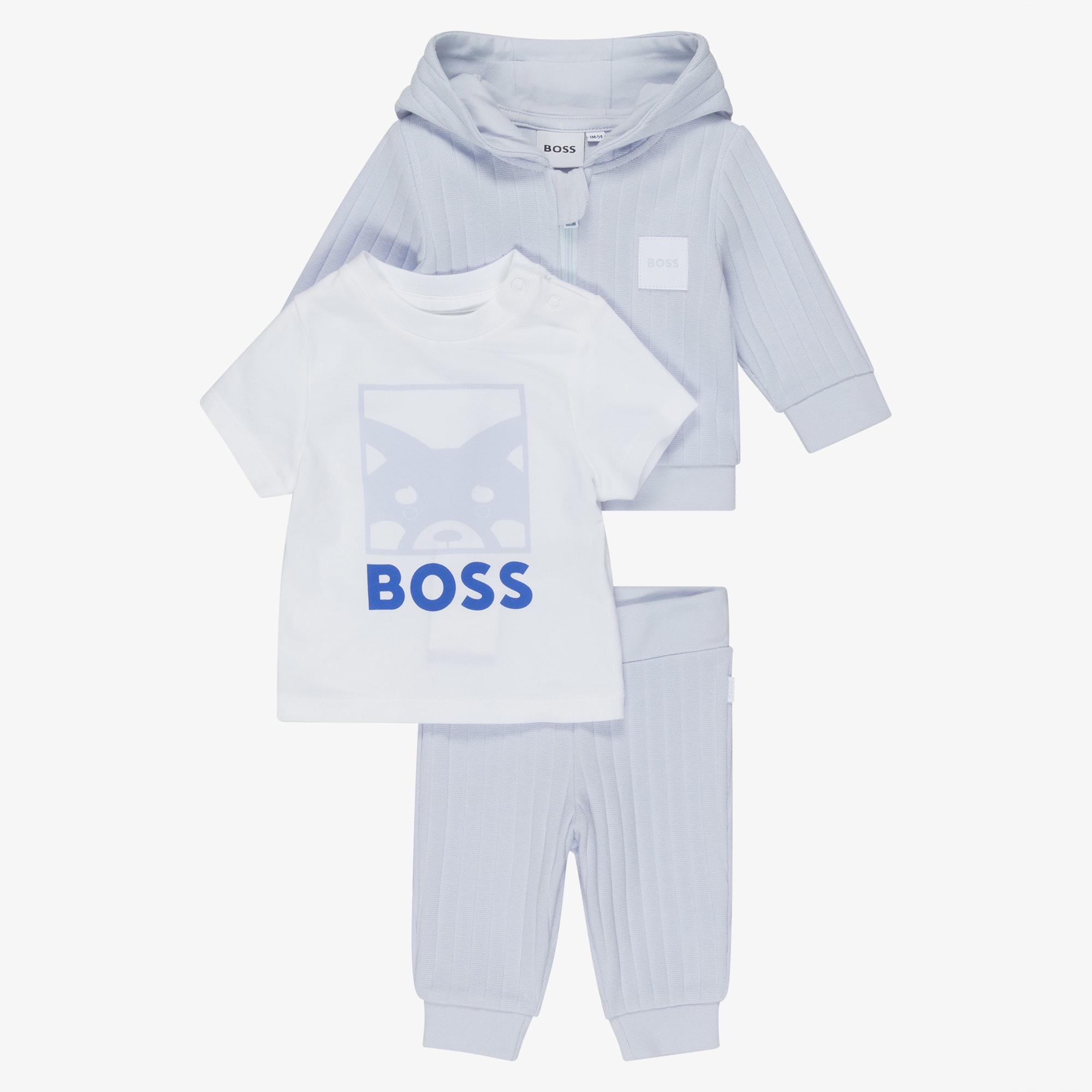 Baby Boys Pale Blue 3-Piece Tracksuit Set - View 4