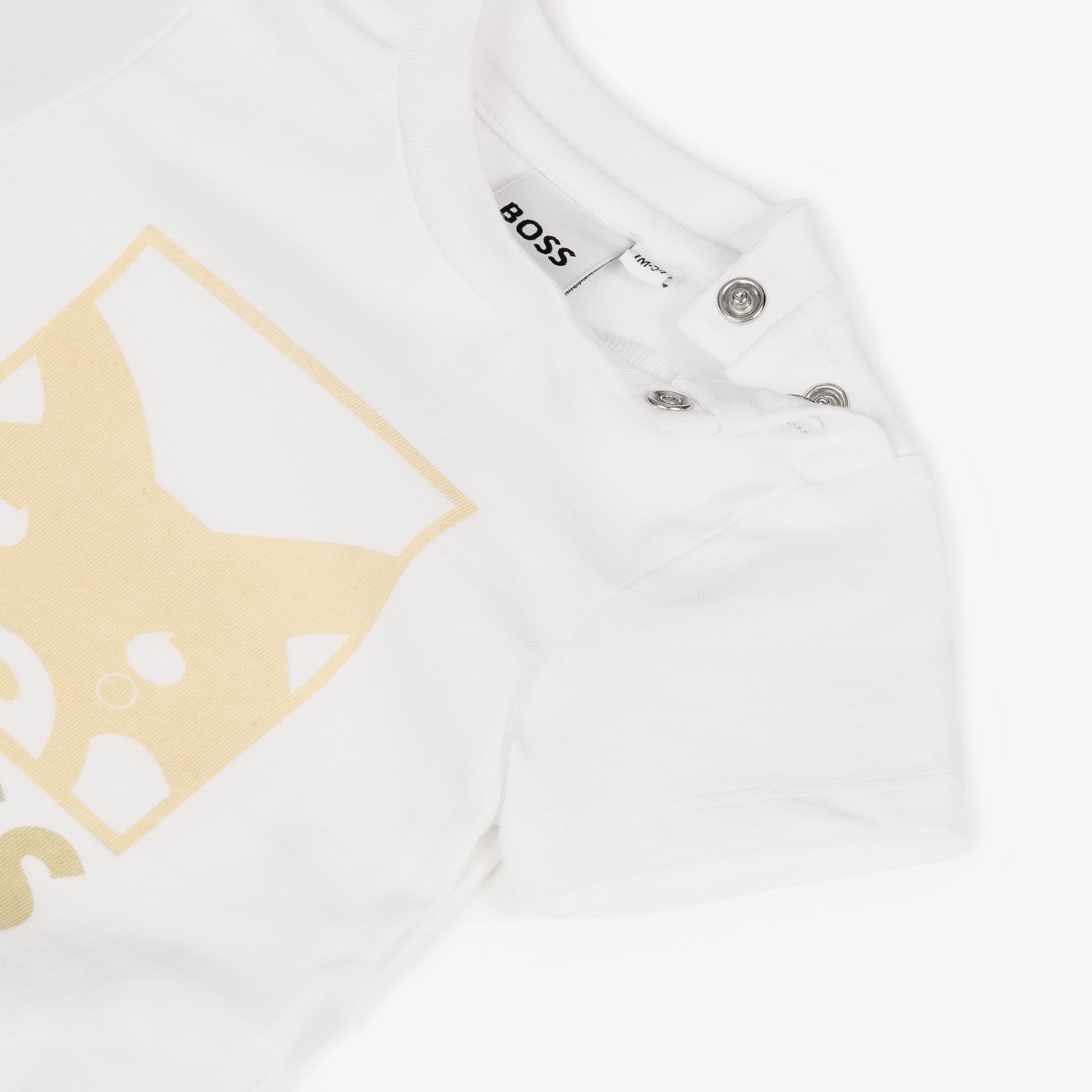 Baby Boys White Cotton T-Shirt with Red Panda Logo - View 3