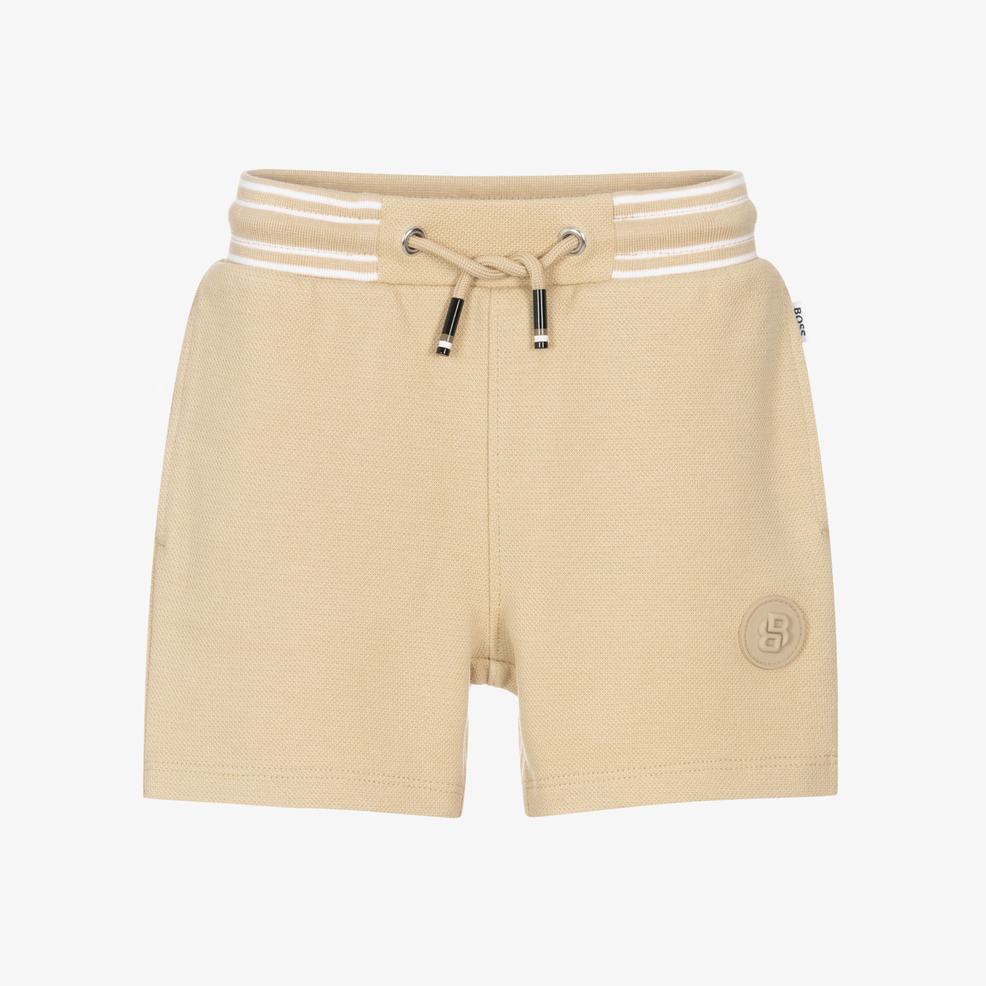 Boys Beige Cotton Piqué Shorts - View 1