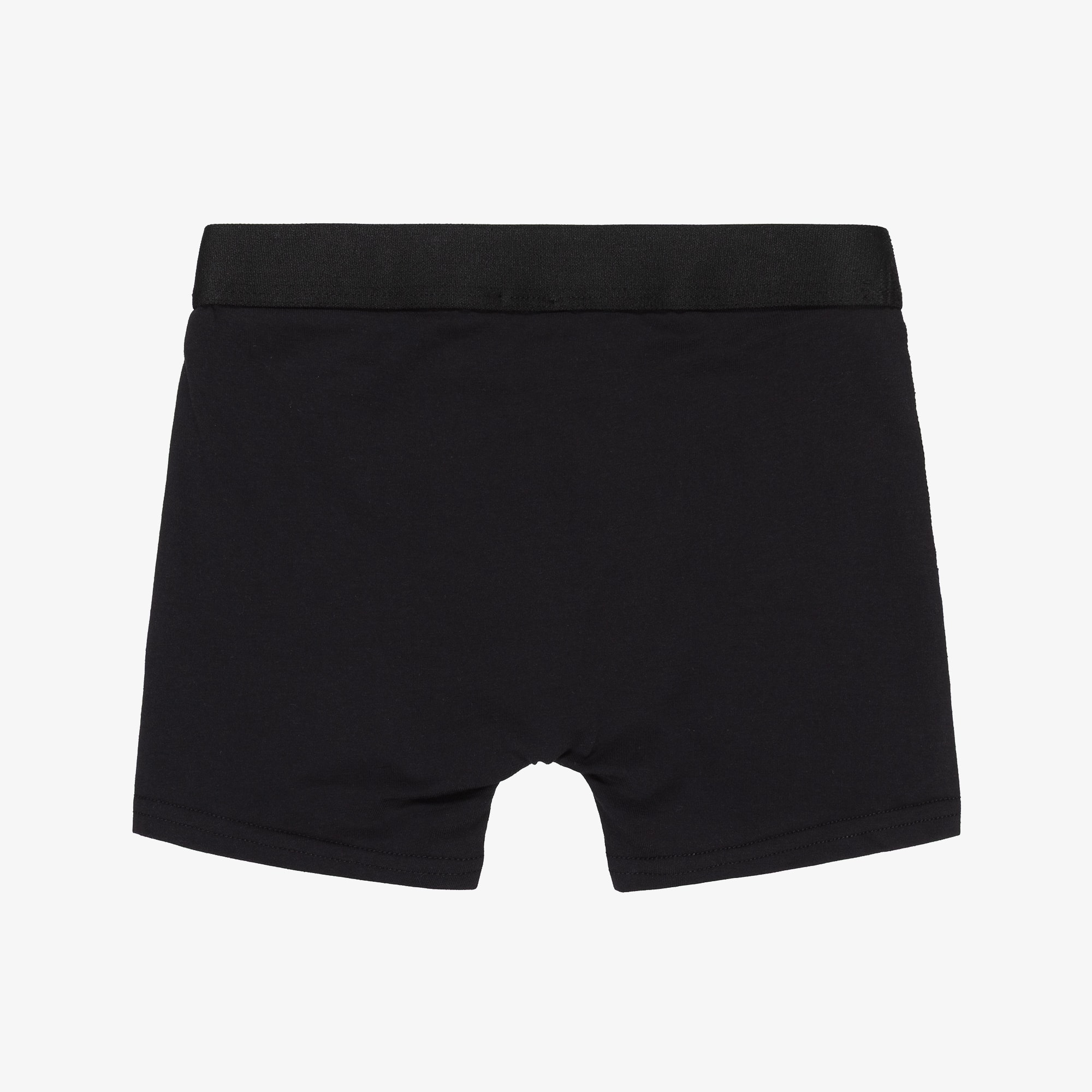 Boys Black Cotton Boxer Shorts with Logo Waistband (2 Pack) - View 4