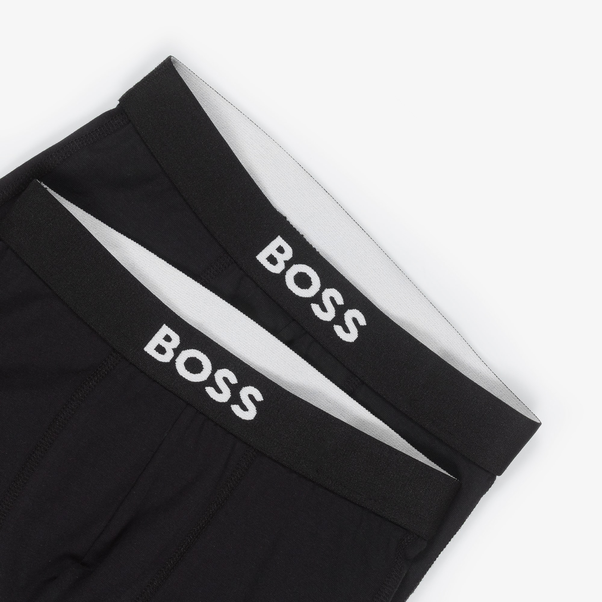 Boys Black Cotton Boxer Shorts with Logo Waistband (2 Pack) - View 5