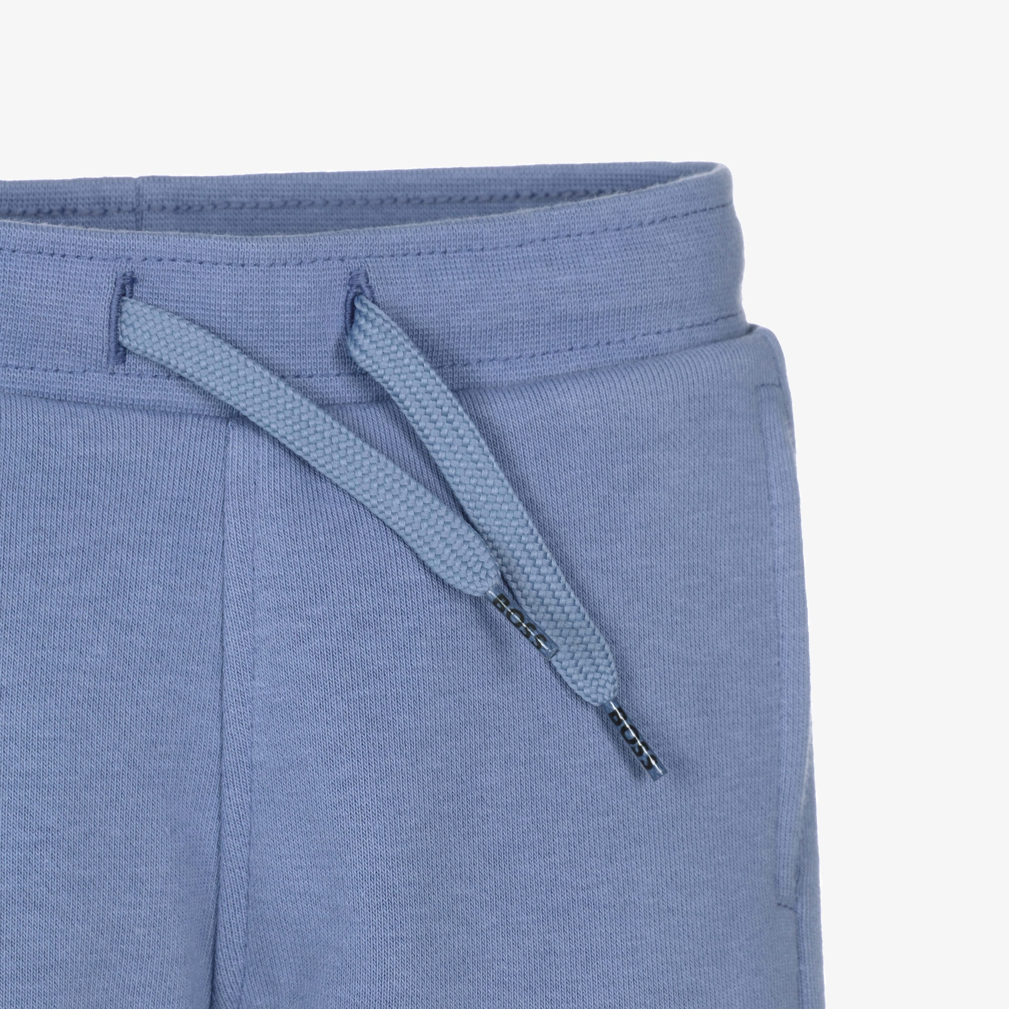 Boys Blue Cotton Jersey Joggers with White Logo Patch - View 3