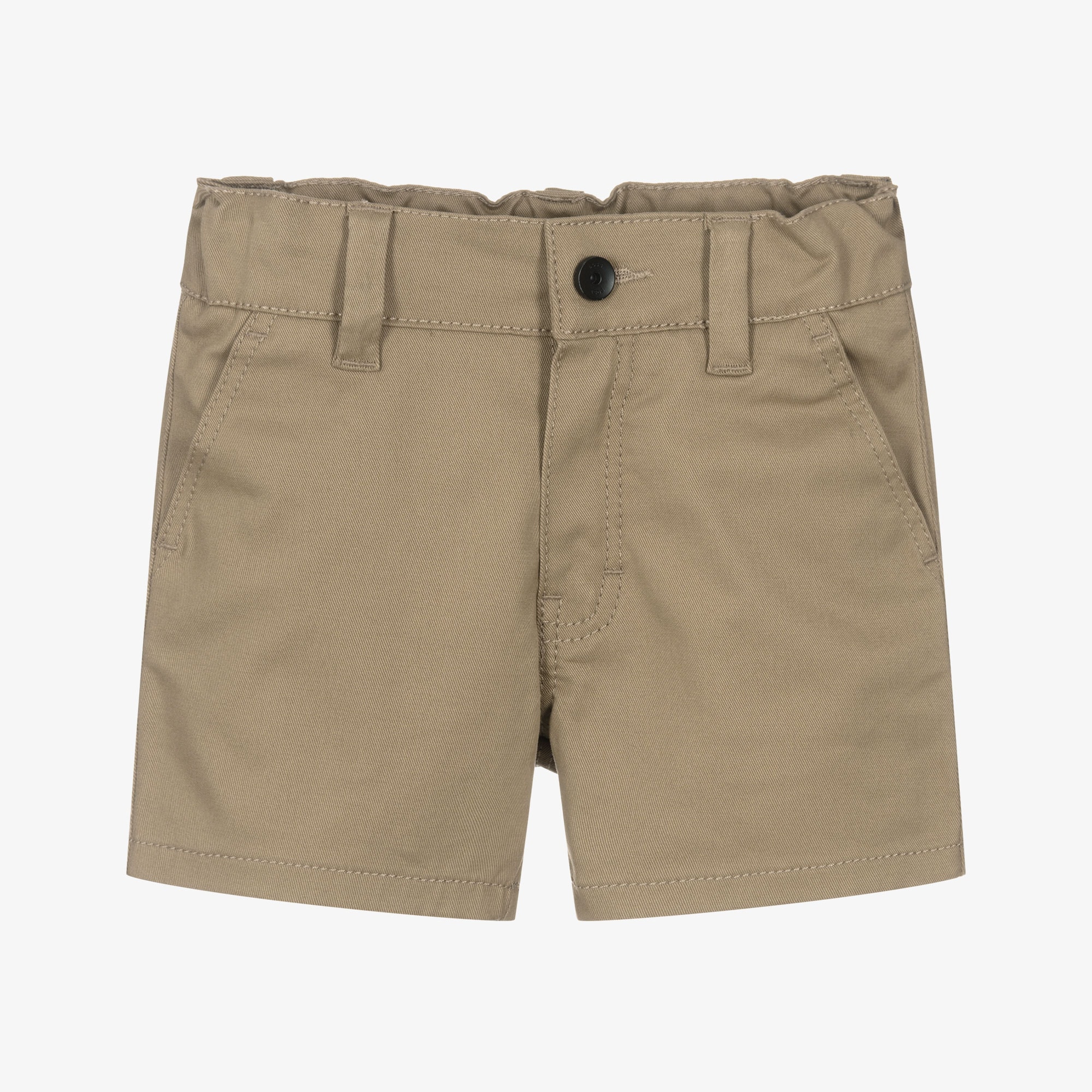 Boys Dark Beige Cotton Twill Chino Shorts - View 1