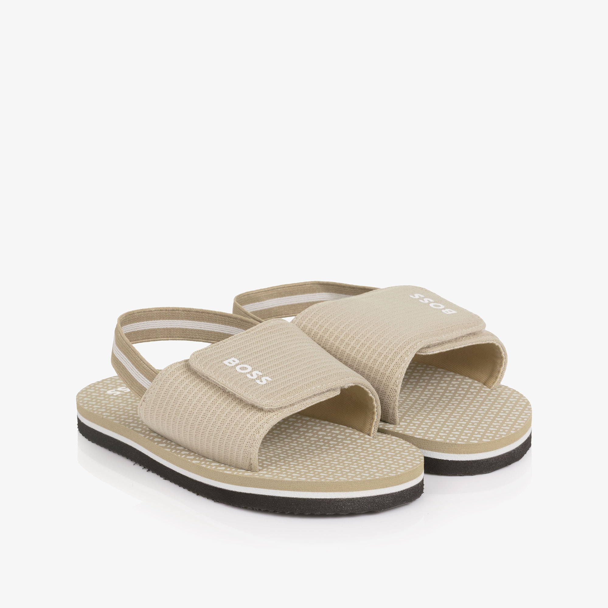 Boys Green Wide Velcro Strap Logo Sandals - View 1