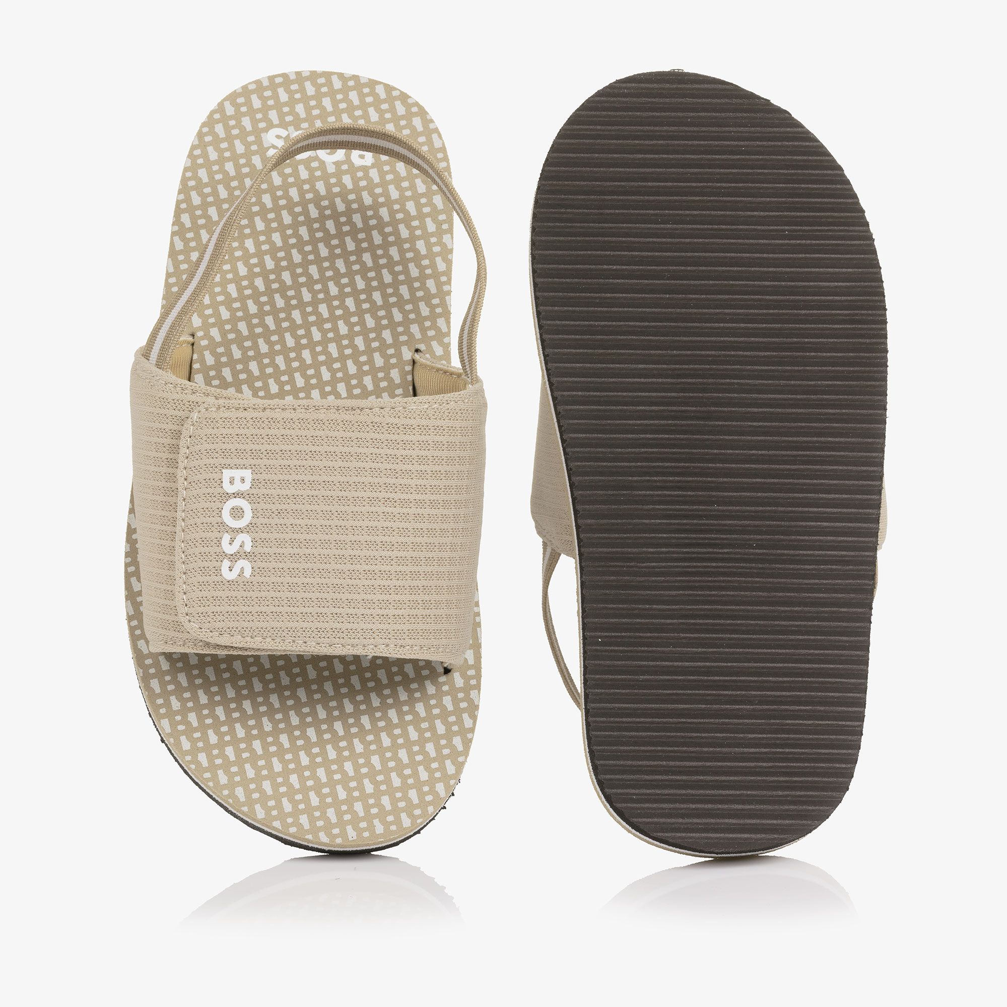 Boys Green Wide Velcro Strap Logo Sandals - View 3